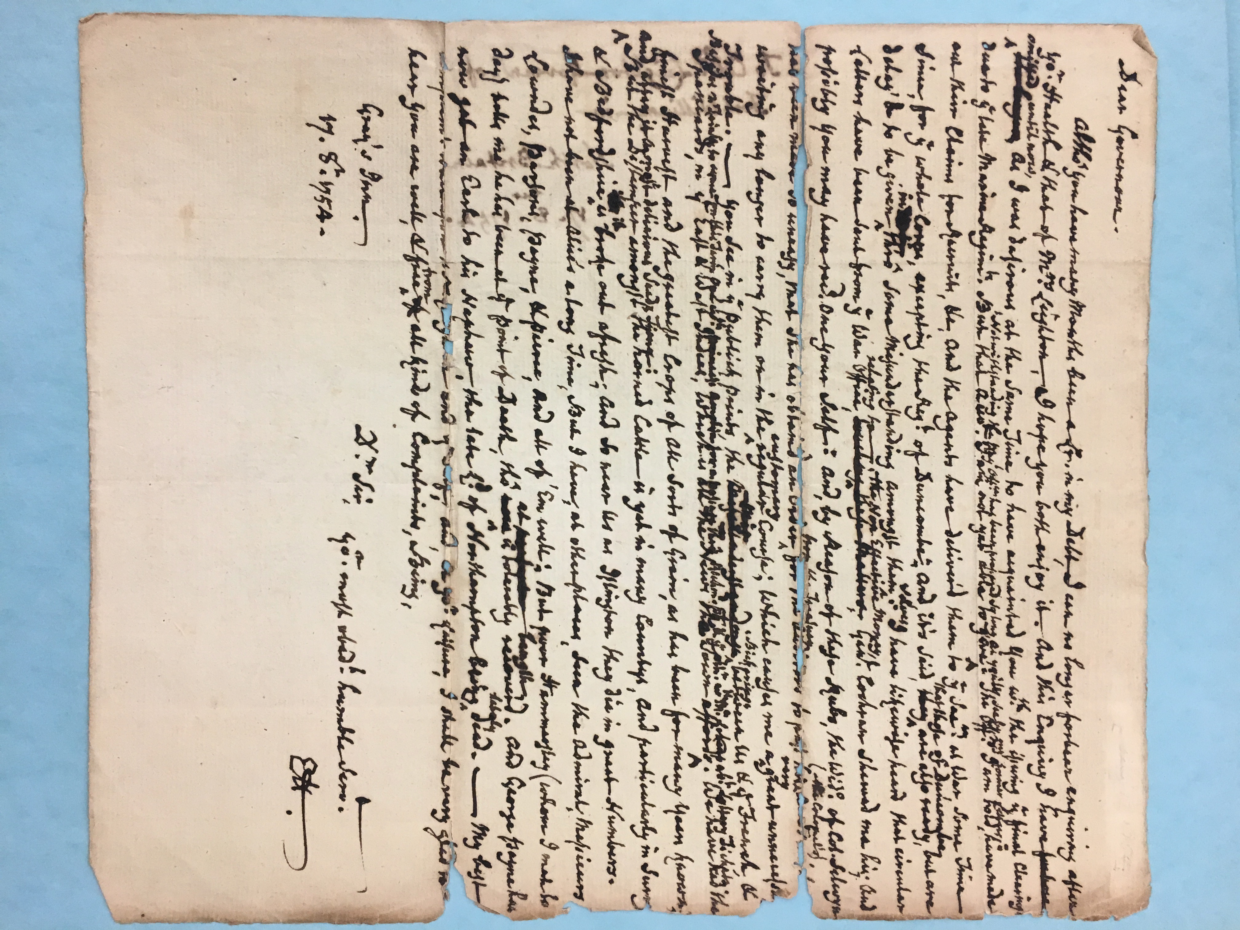 Image #1 of letter: Edmund Herbert to John Leighton, 17 October 1754