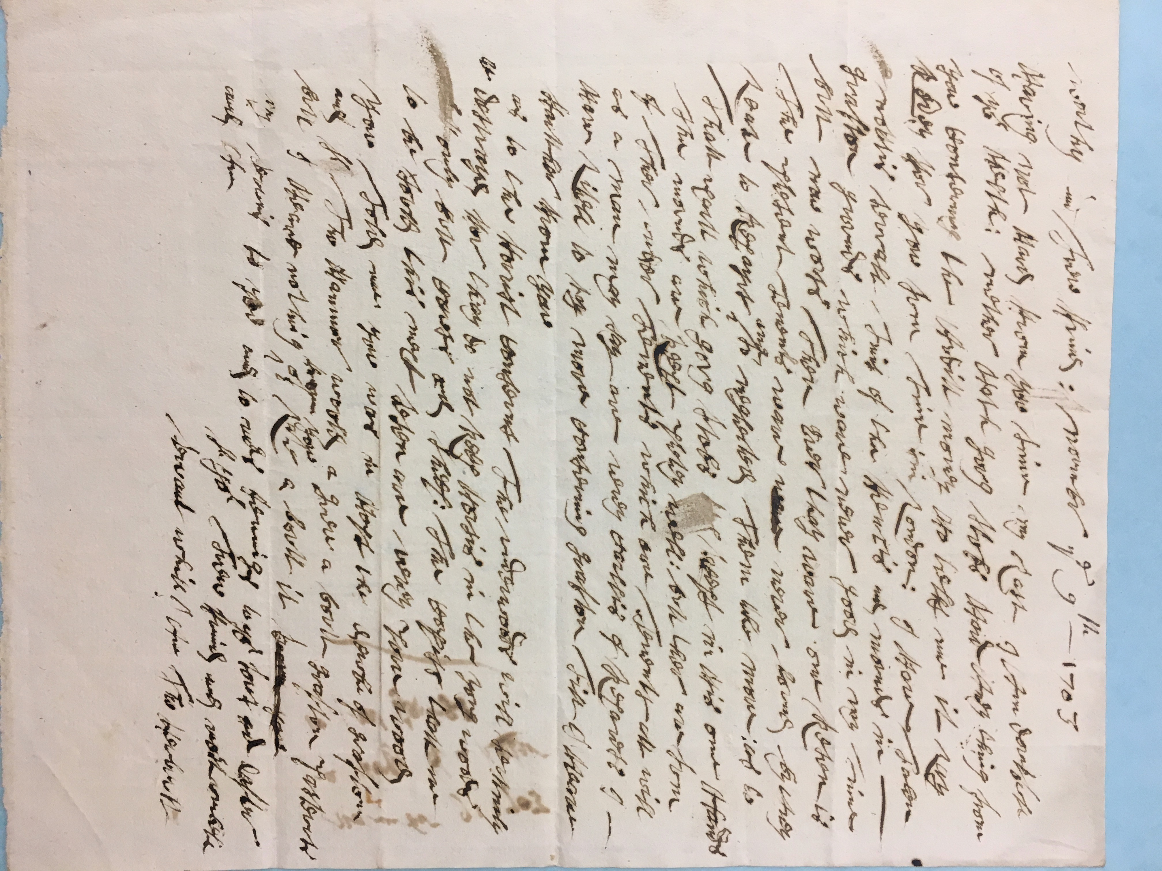 Image #1 of letter: Edmund Herbert to Jonathan Jennings, 9 November 1703