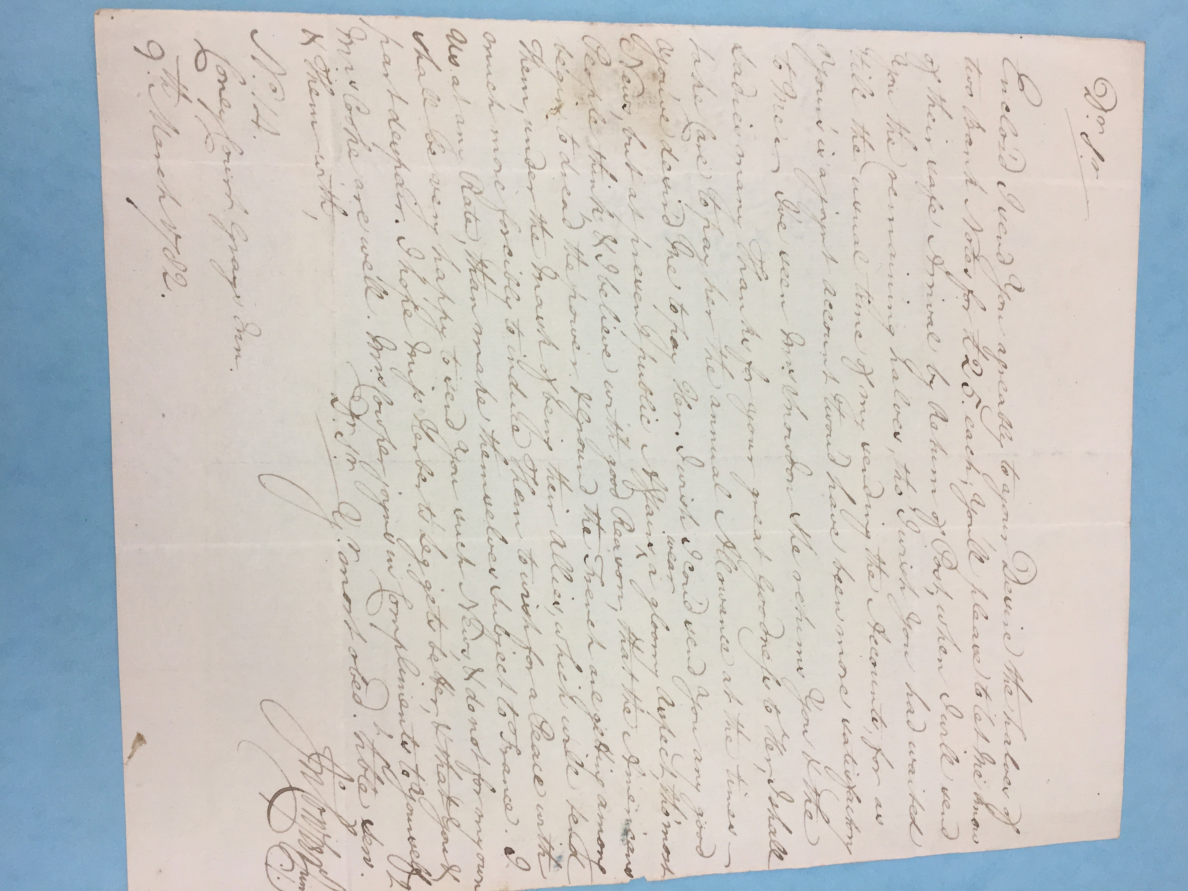 Image #1 of letter: John Cowper to Thomas Cooke, 9 March 1782