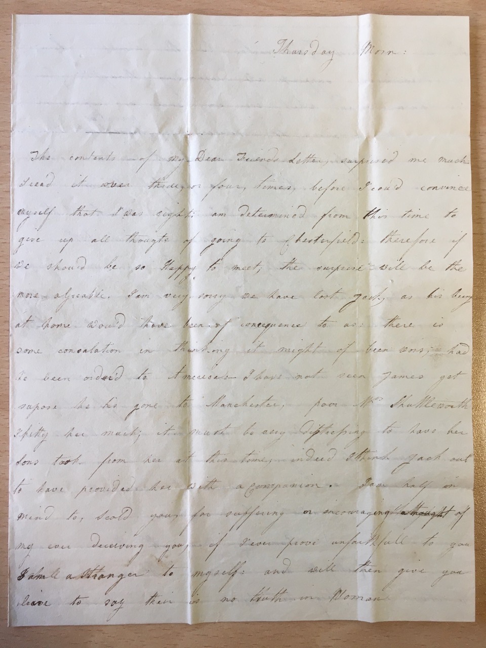 Image #1 of letter: Mary Moore to Ann Hare, cNov c1780