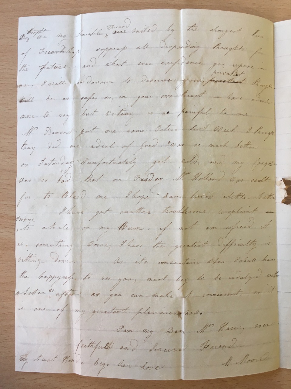 Image #2 of letter: Mary Moore to Ann Hare, cNov c1780