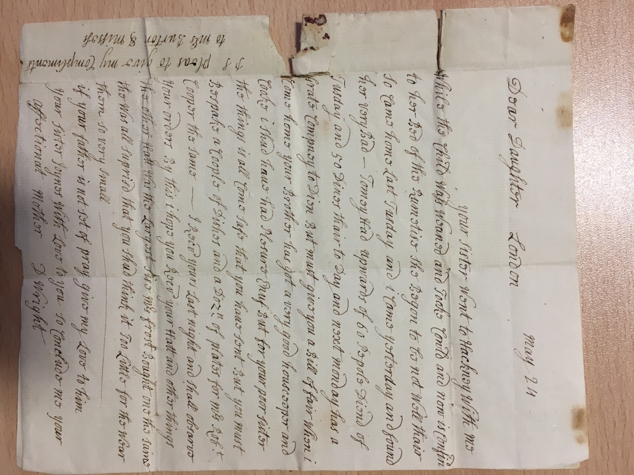 Image #1 of letter: Dorothy Wright to Catherine Elliott, 24 May