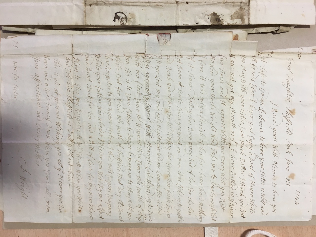 Image #1 of letter: Dorothy Wright to Catherine Elliott, 23 June 1744