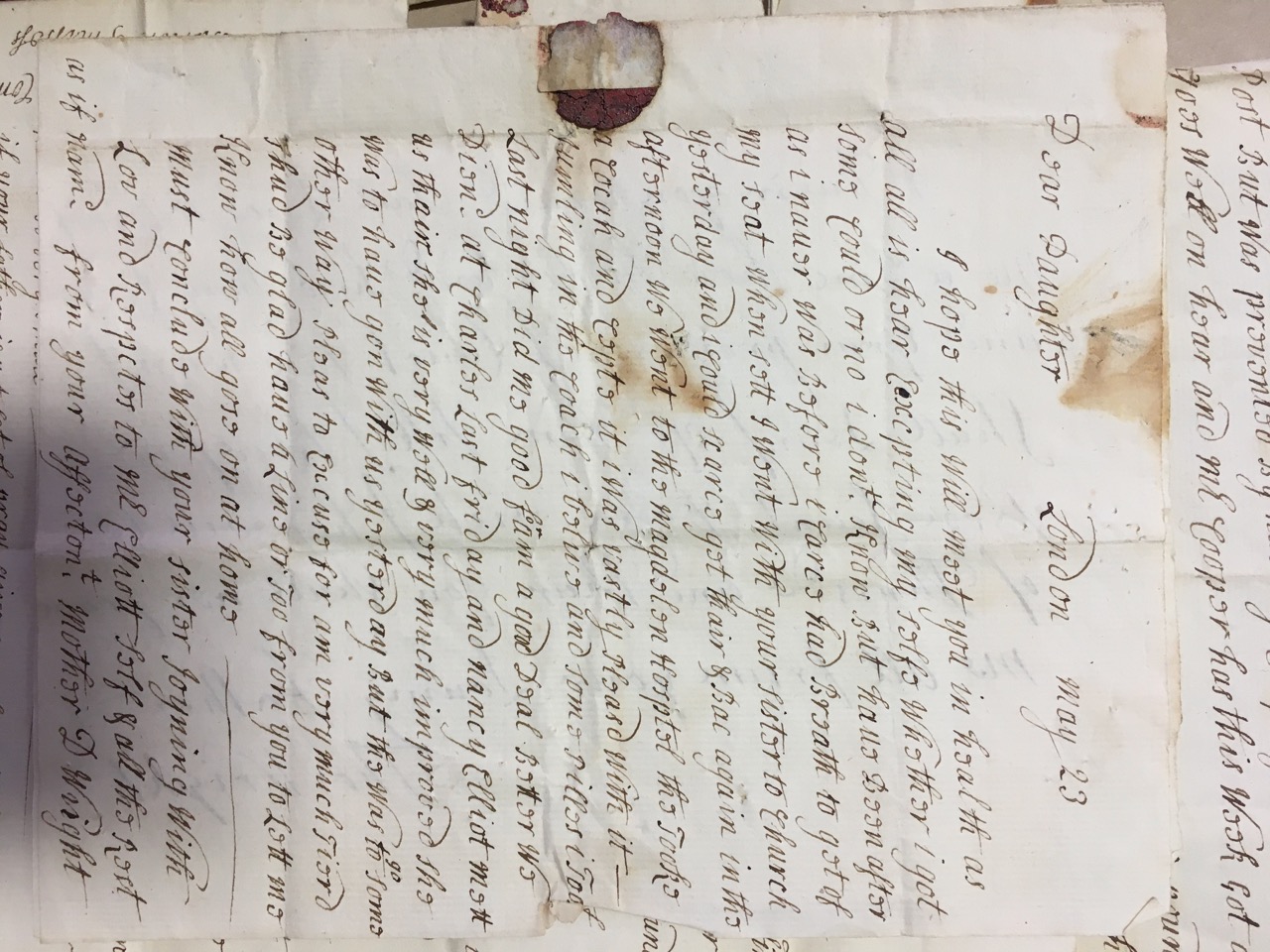Image #1 of letter: Dorothy Wright to Catherine Elliott, 23 May