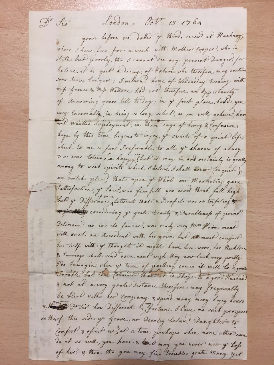 Image #4 of letter: Rebecca Cooper to Catherine Elliott, 13 October 1764