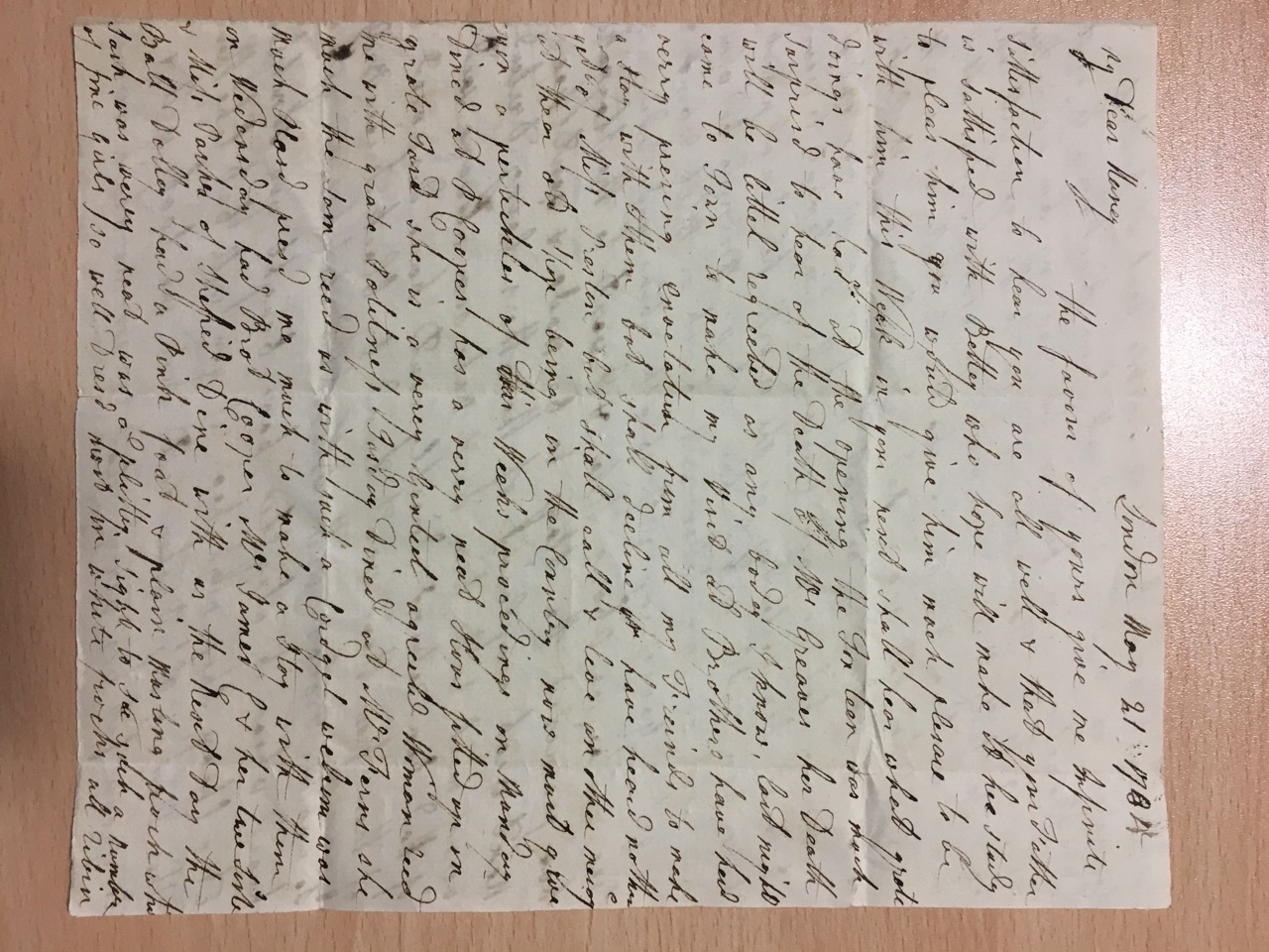 Image #1 of letter: Catherine Elliott to Ann Hare, 21 May 1785