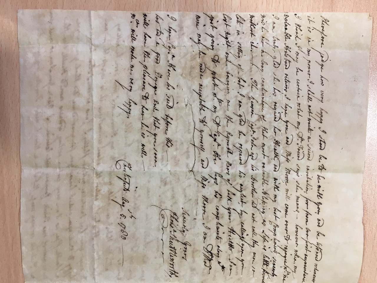 Image #2 of letter: Christiana Shuttleworth to Ann Hare, 5 August 1780