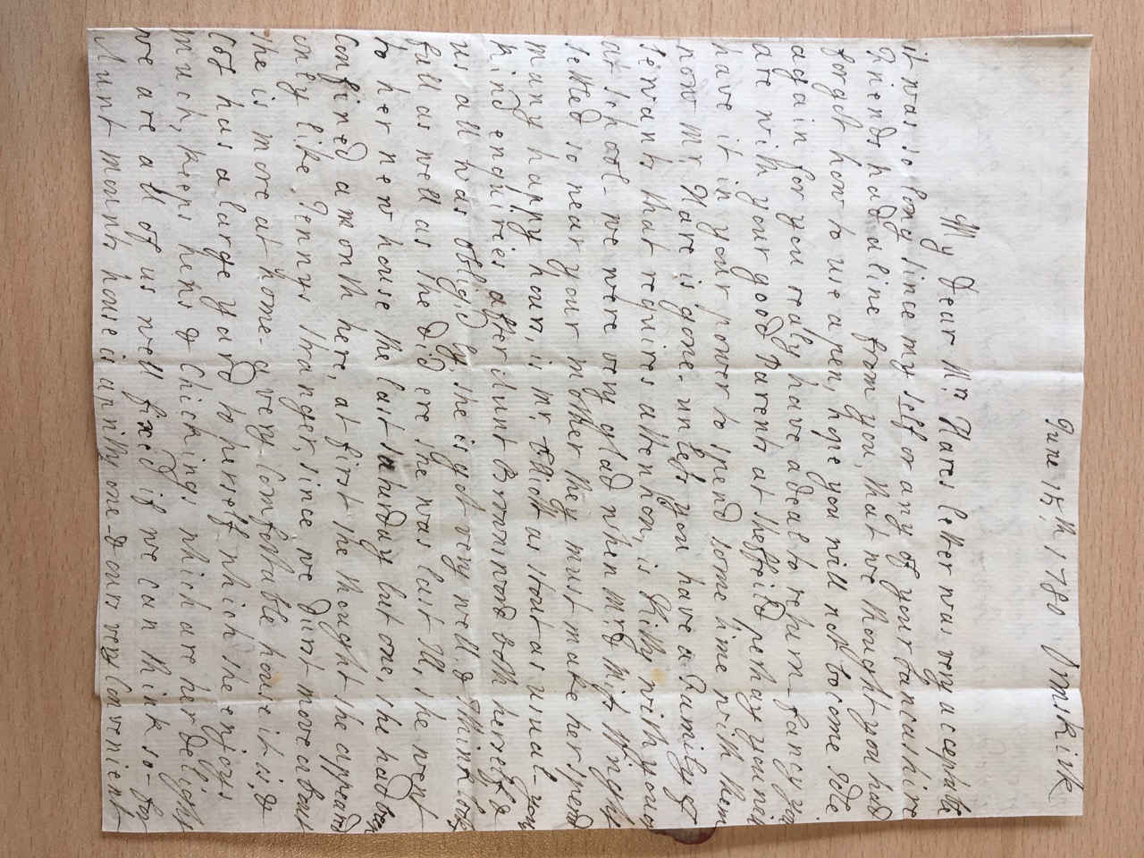 Image #1 of letter: Ellin Hesketh to Ann Hare, 15 June 1780