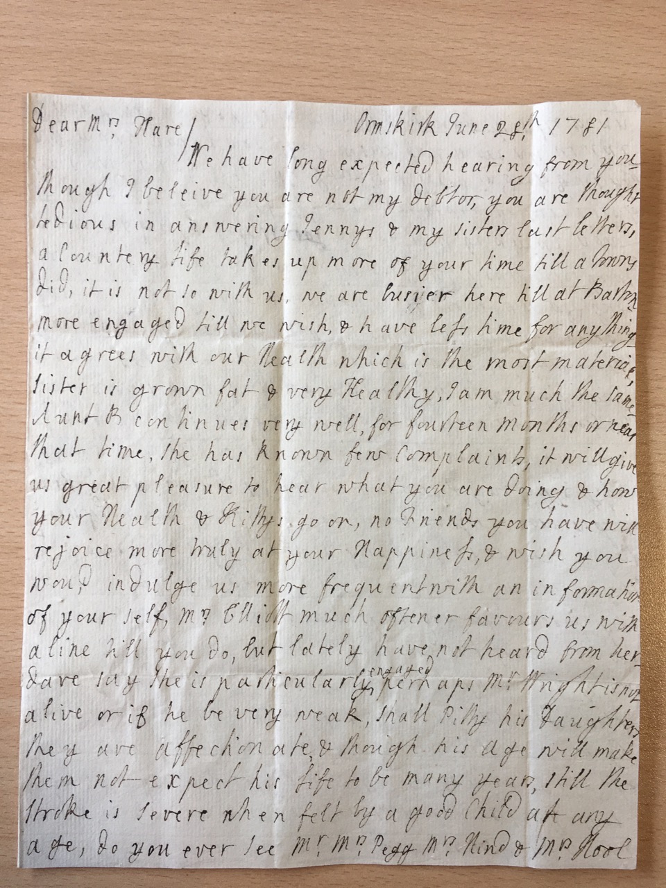 Image #6 of letter: Ellin Hesketh to Ann Hare, 28 June 1781