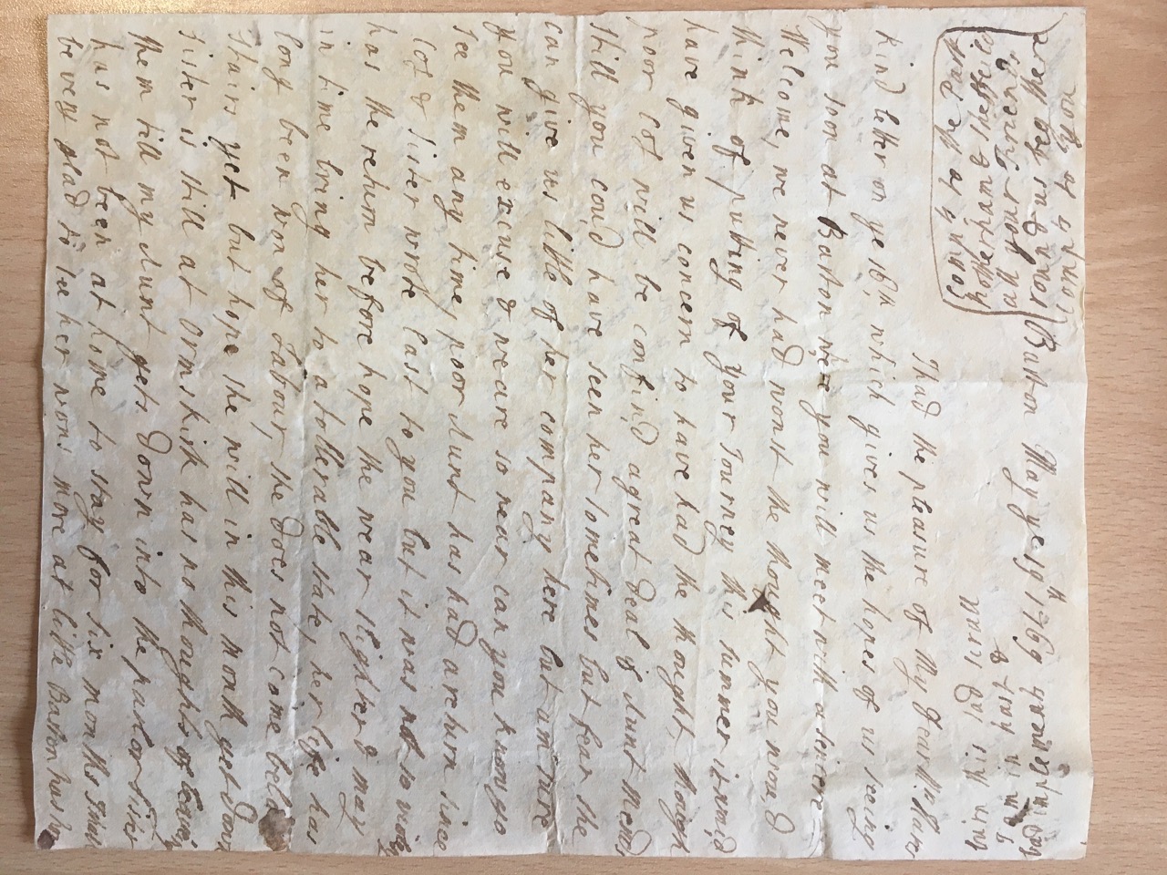Image #1 of letter: Ellin Hesketh to Ann Hare, 19 May 1769