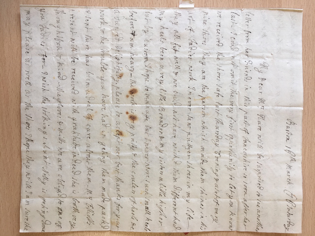 Image #1 of letter: Ellin Hesketh to Ann Hare, 16 March 1776