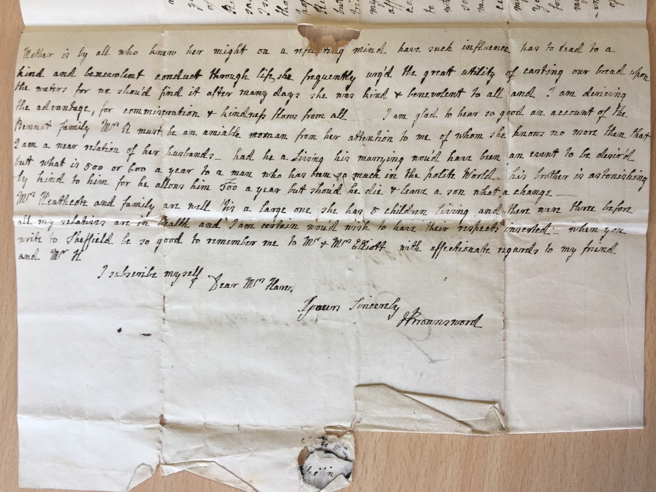 Image #2 of letter: J[enny] Brownsword to Ann Hare [c1785]