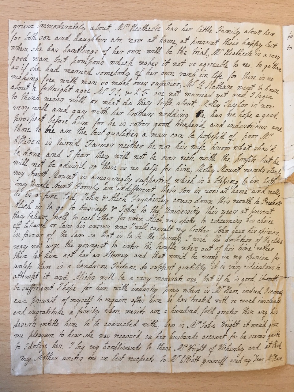 Image #2 of letter: J[enny] Brownsword to Mrs Catherine Elliott 12 July [1773]