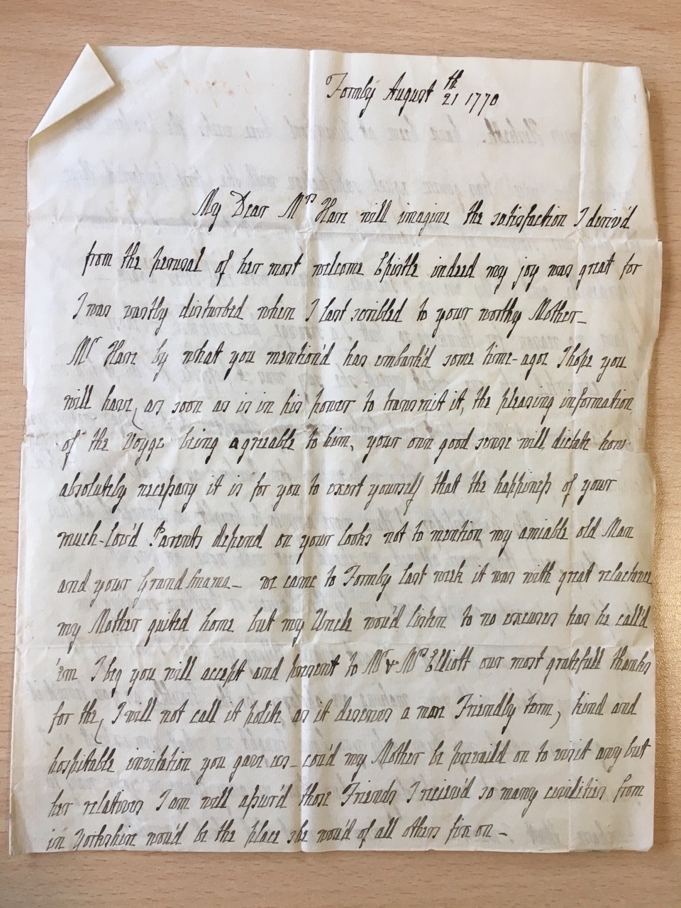 Image #3 of letter: J[enny] Brownsword to Ann Hare, 21 August 1770