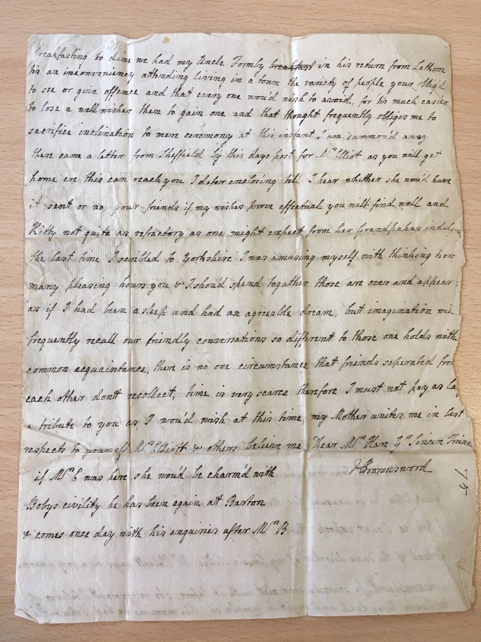 Image #2 of letter: J[enny] Brownsword to Anne Hare, 15 September 1775