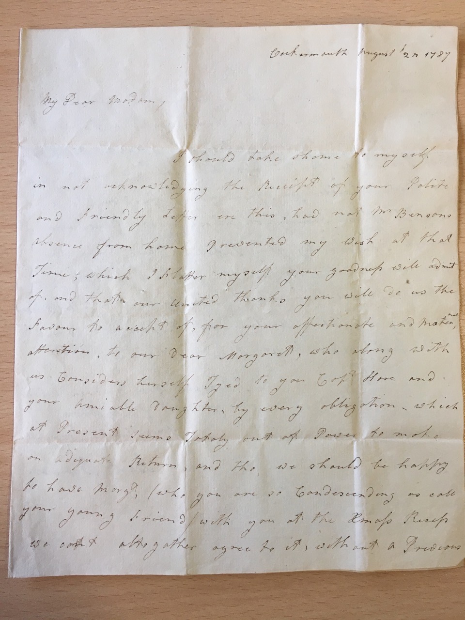 Image #2 of letter: Isabella Benson to Ann Hare, 12 August 1787