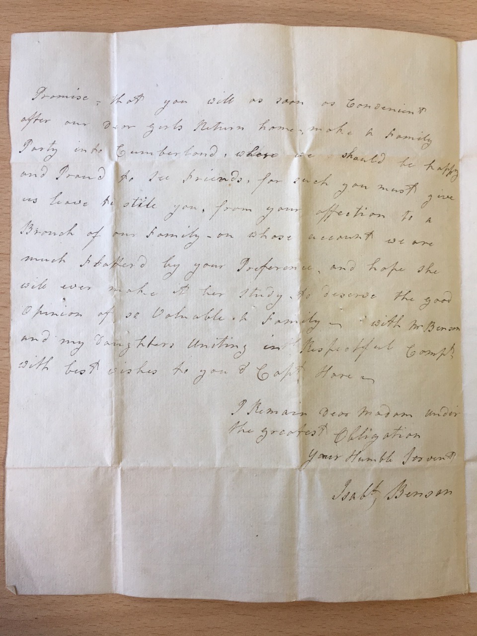 Image #1 of letter: Isabella Benson to Ann Hare, 12 August 1787