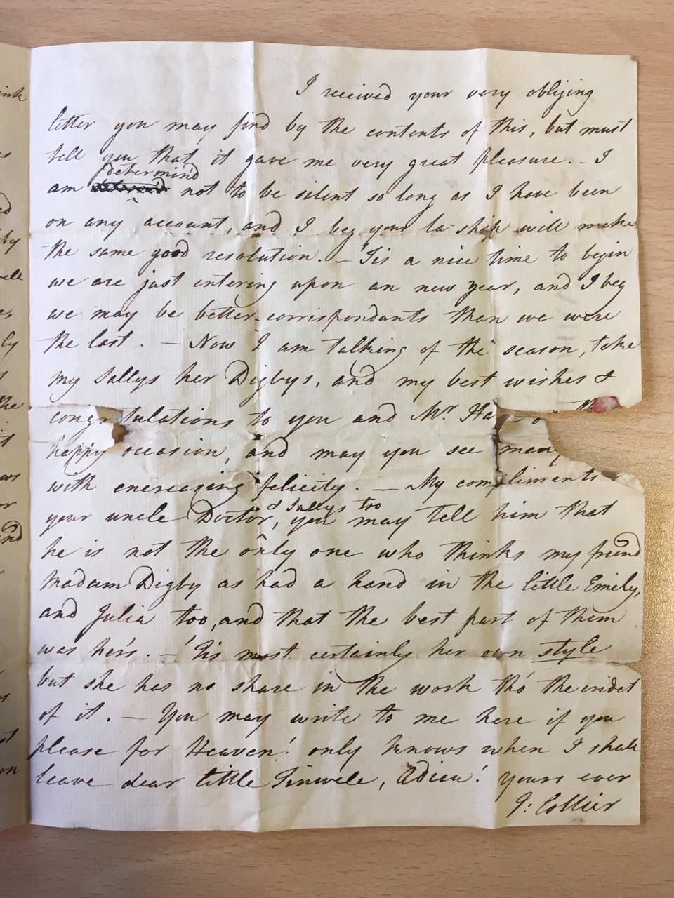 Image #3 of letter: I Collier to Ann Hare, 24 December [?1769]