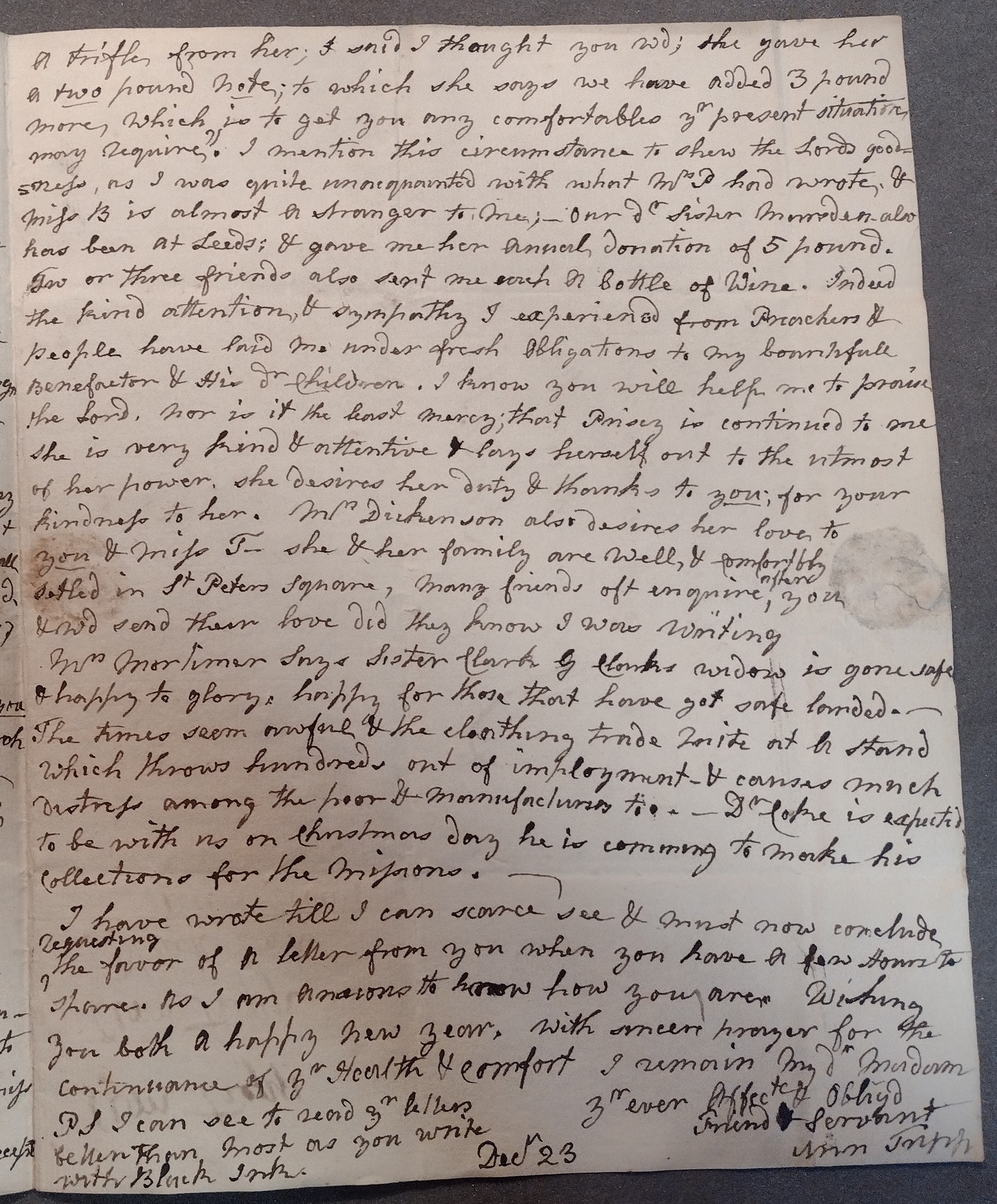 Image #3 of letter: Ann Tripp to Mrs Fletcher, 20/23 December 1807