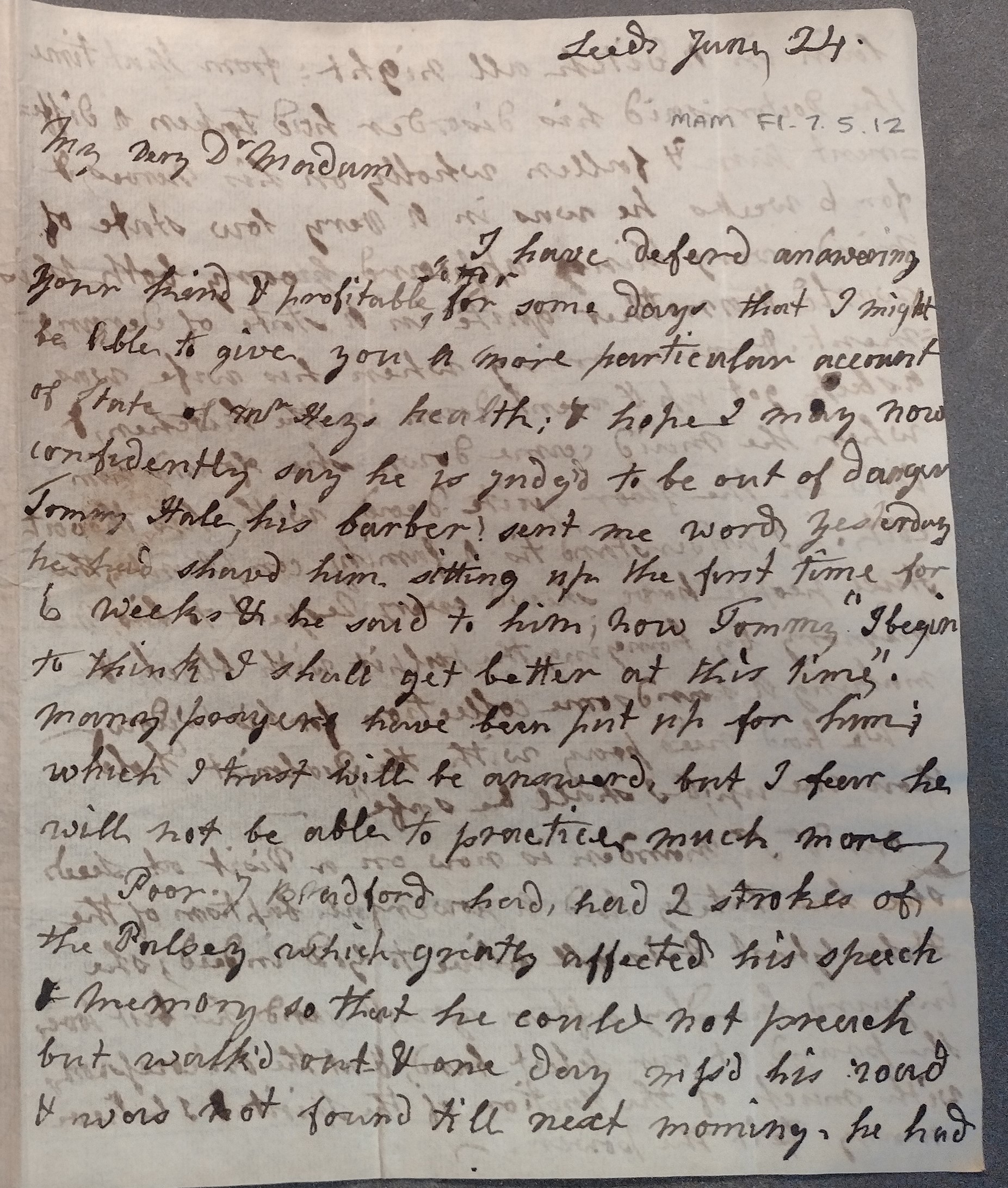 Image #1 of letter: Ann Tripp to Mrs Fletcher, 24 June 1808