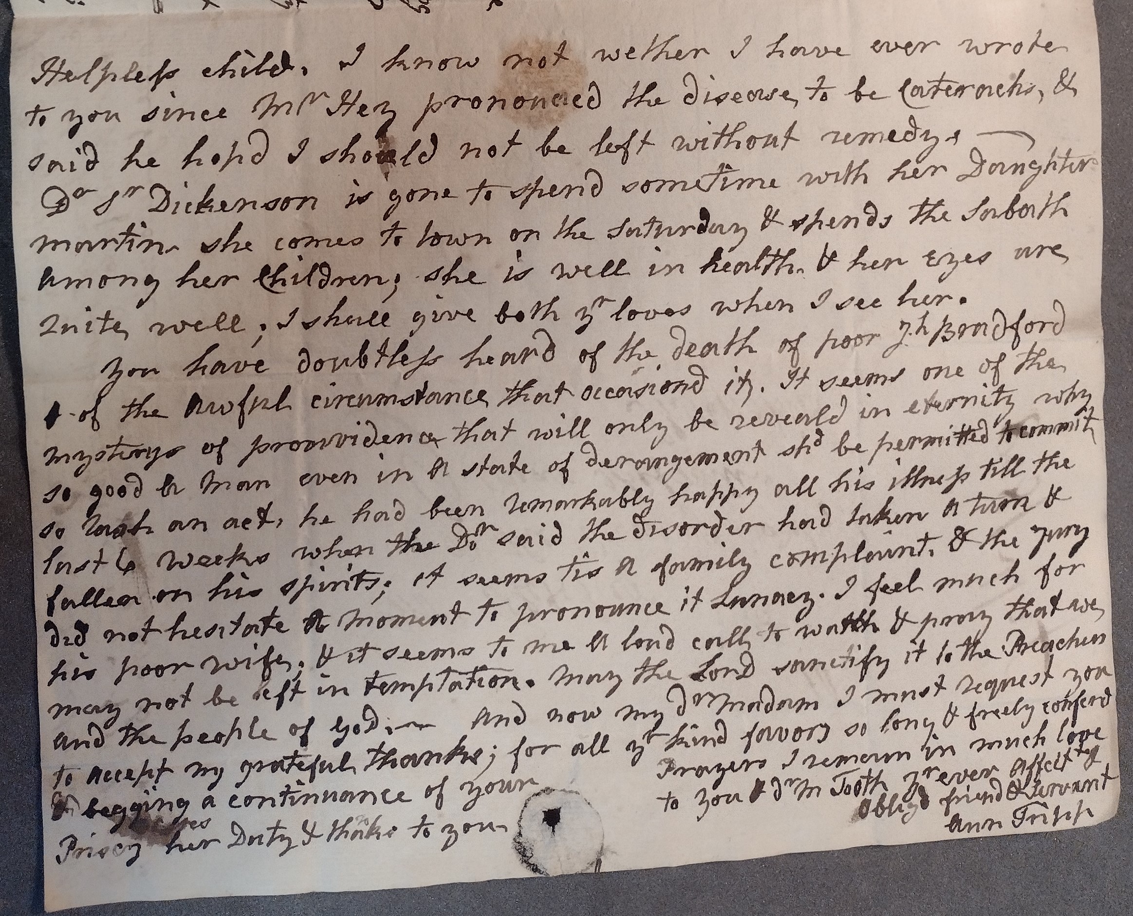 Image #3 of letter: Ann Tripp to Mrs Fletcher, 9 July 1808