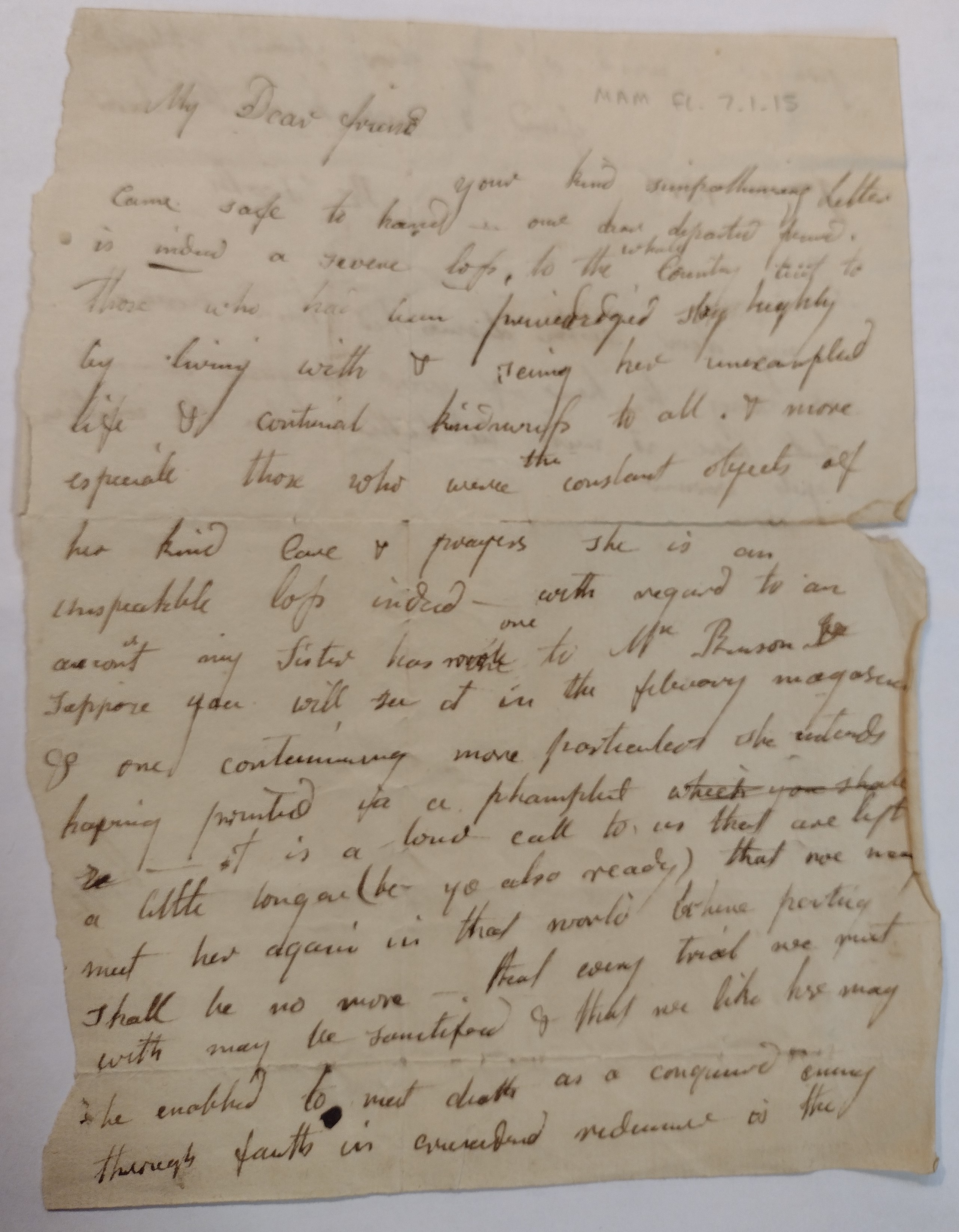 Image #1 of letter: Rosamund Tooth to unknown, 10 January 1816