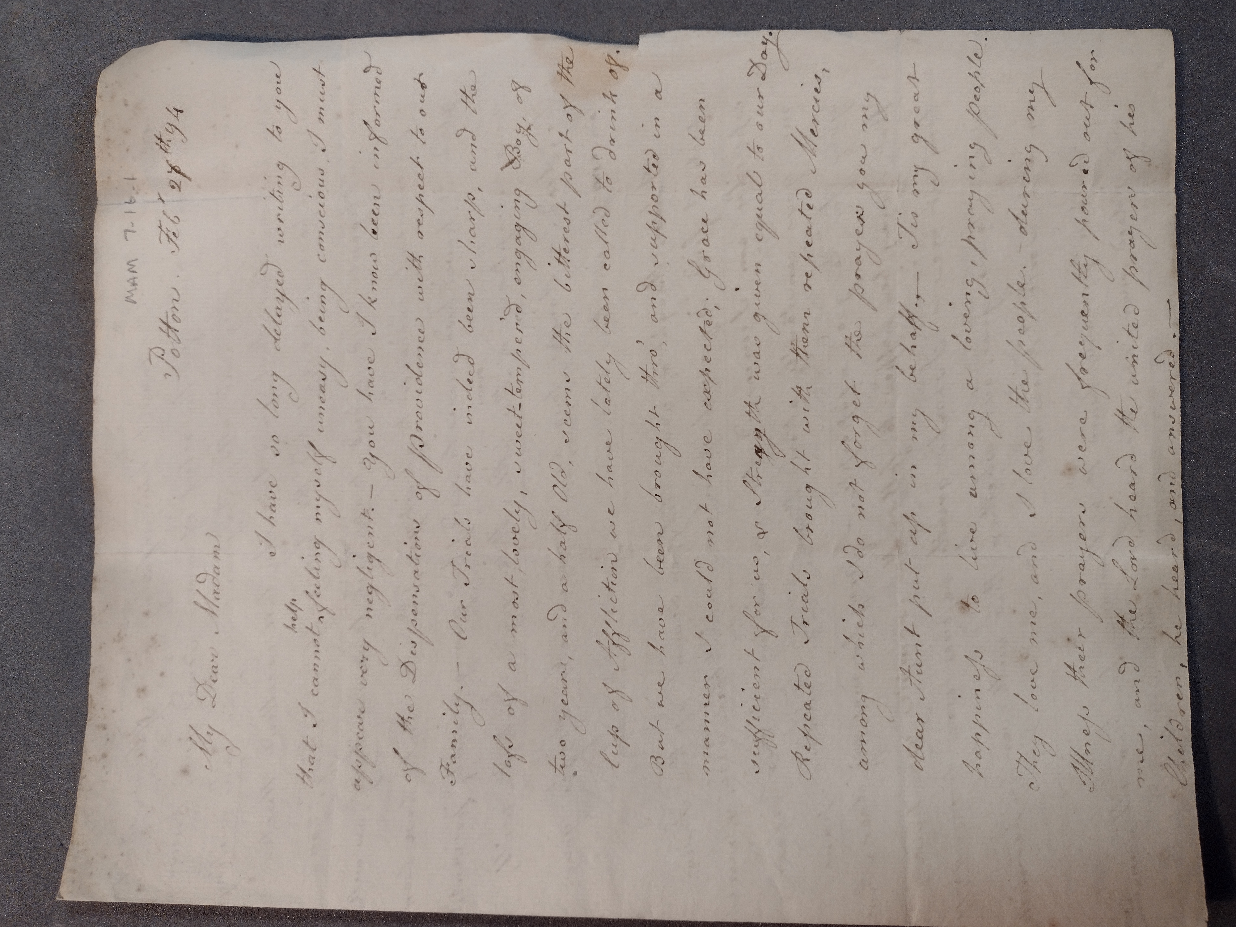 Image #1 of letter: Mary Whittingham to Mary Fletcher, 27 February 1794