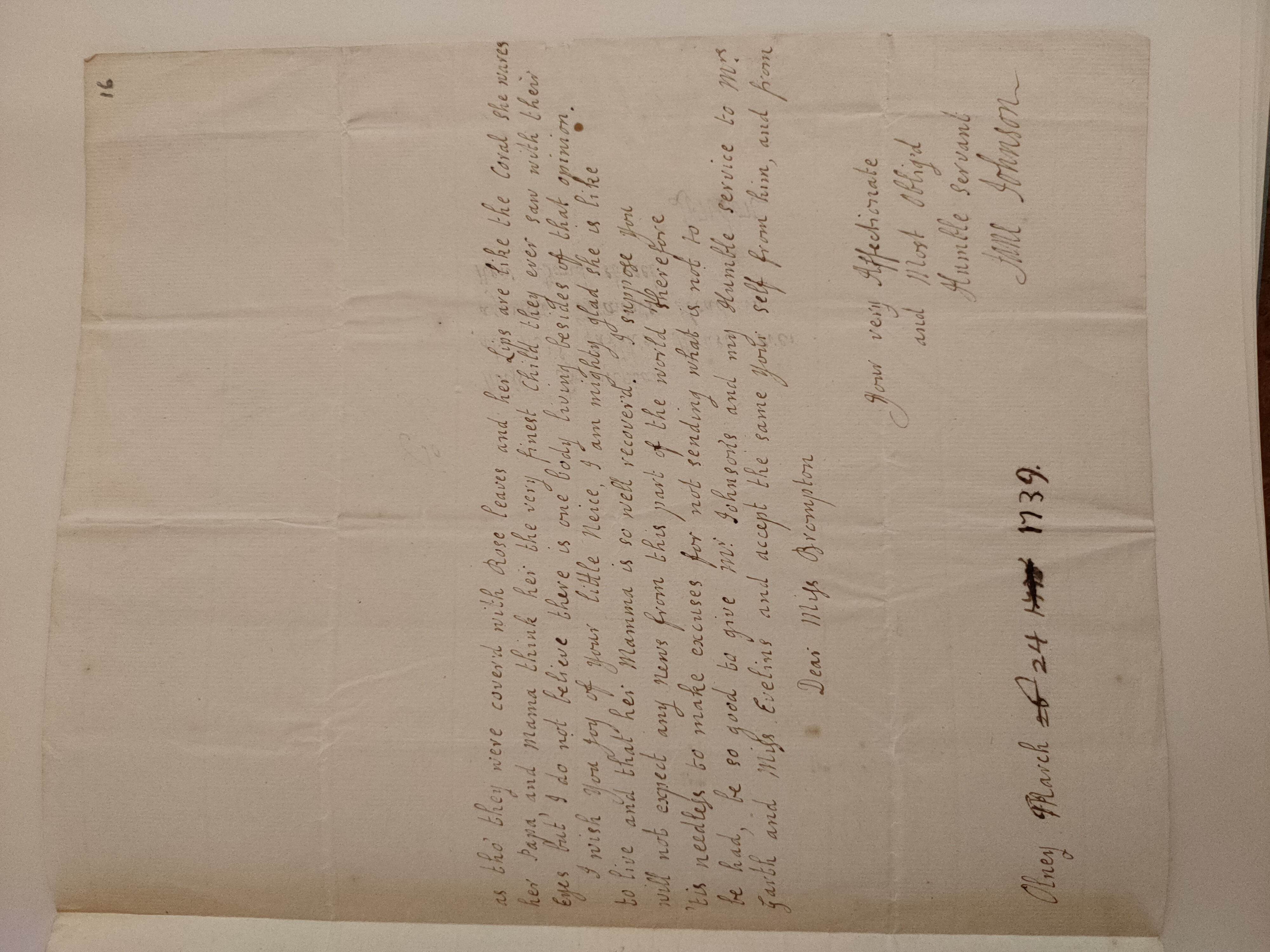 Image #2 of letter: Jane Johnson to Miss Brompton, 24 Mar 1739