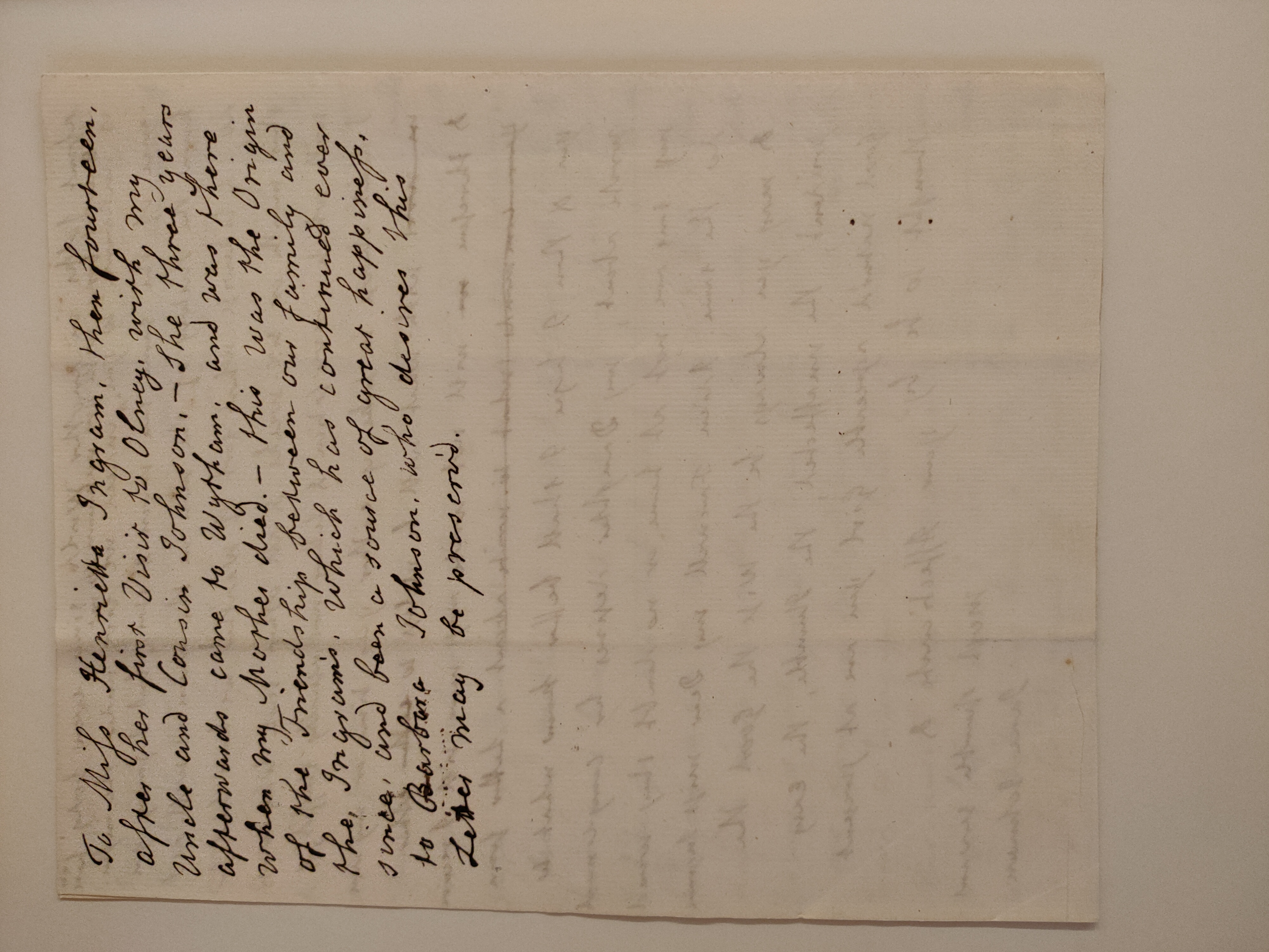 Image #4 of letter: Jane Johnson to Miss Henrietta Ingram, 5 August 1755