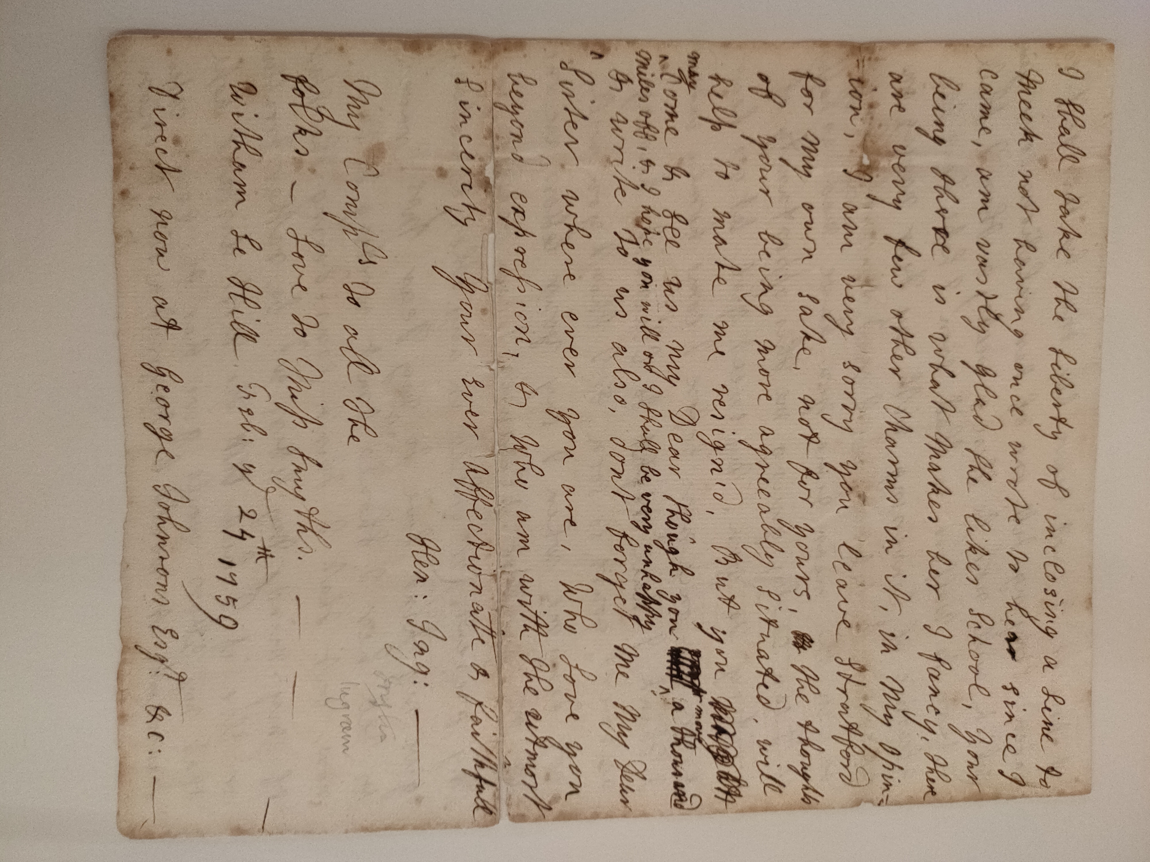 Image #4 of letter: Henrietta Ingram to ?Nanny [Her sister], 24 February 1759