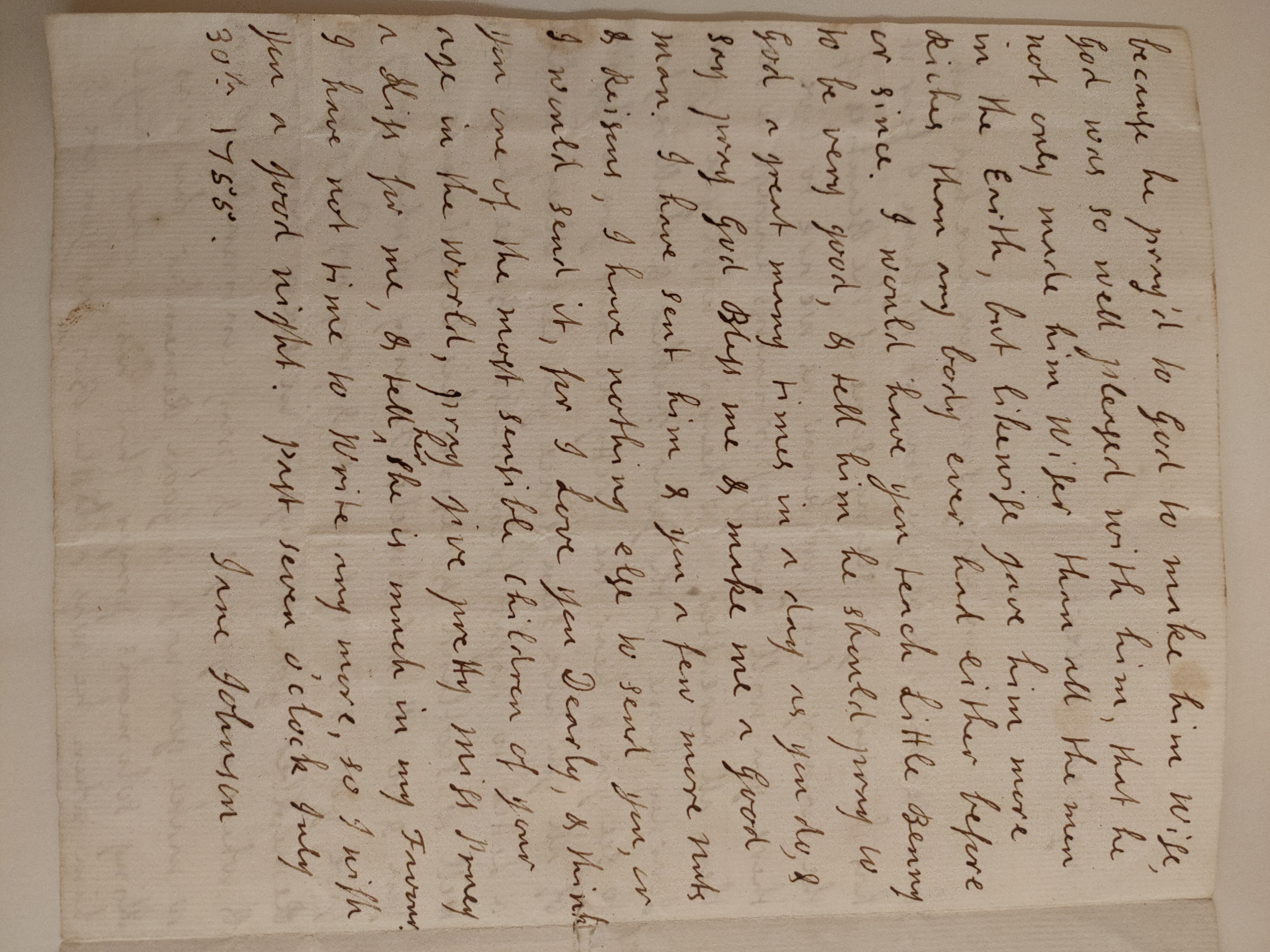 Image #2 of letter: Jane Johnson to Robert Johnson, 30 July 1755