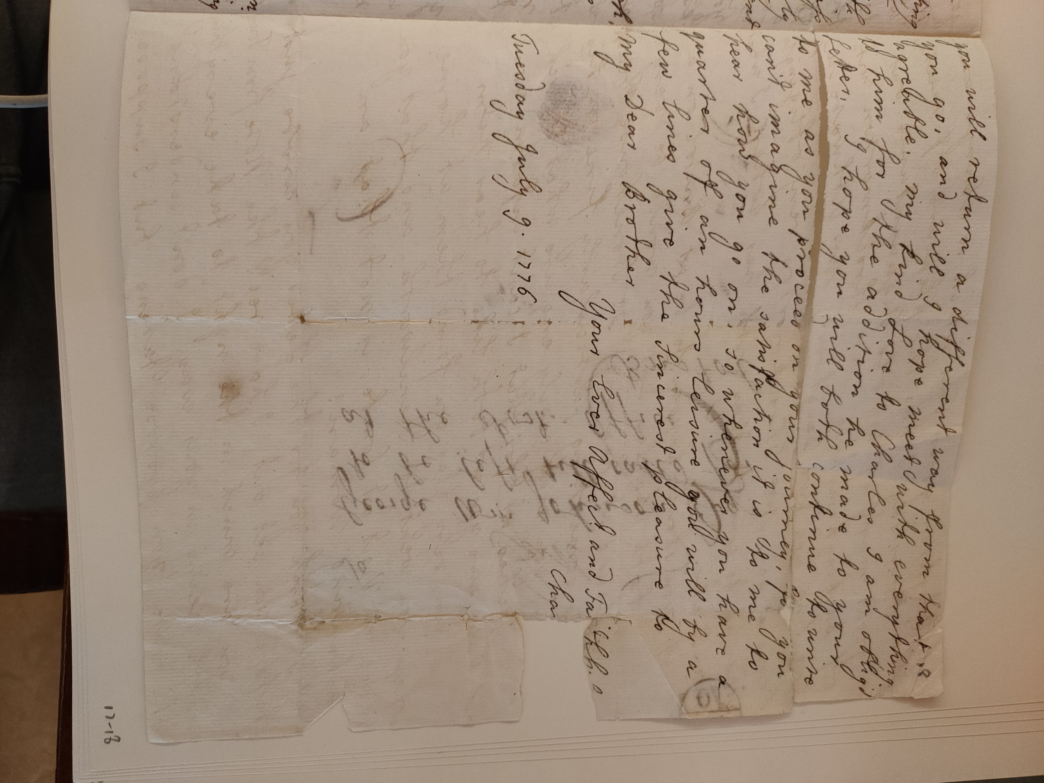 Image #3 of letter: Barbara Johnson to George William Johnson, July 9 1776