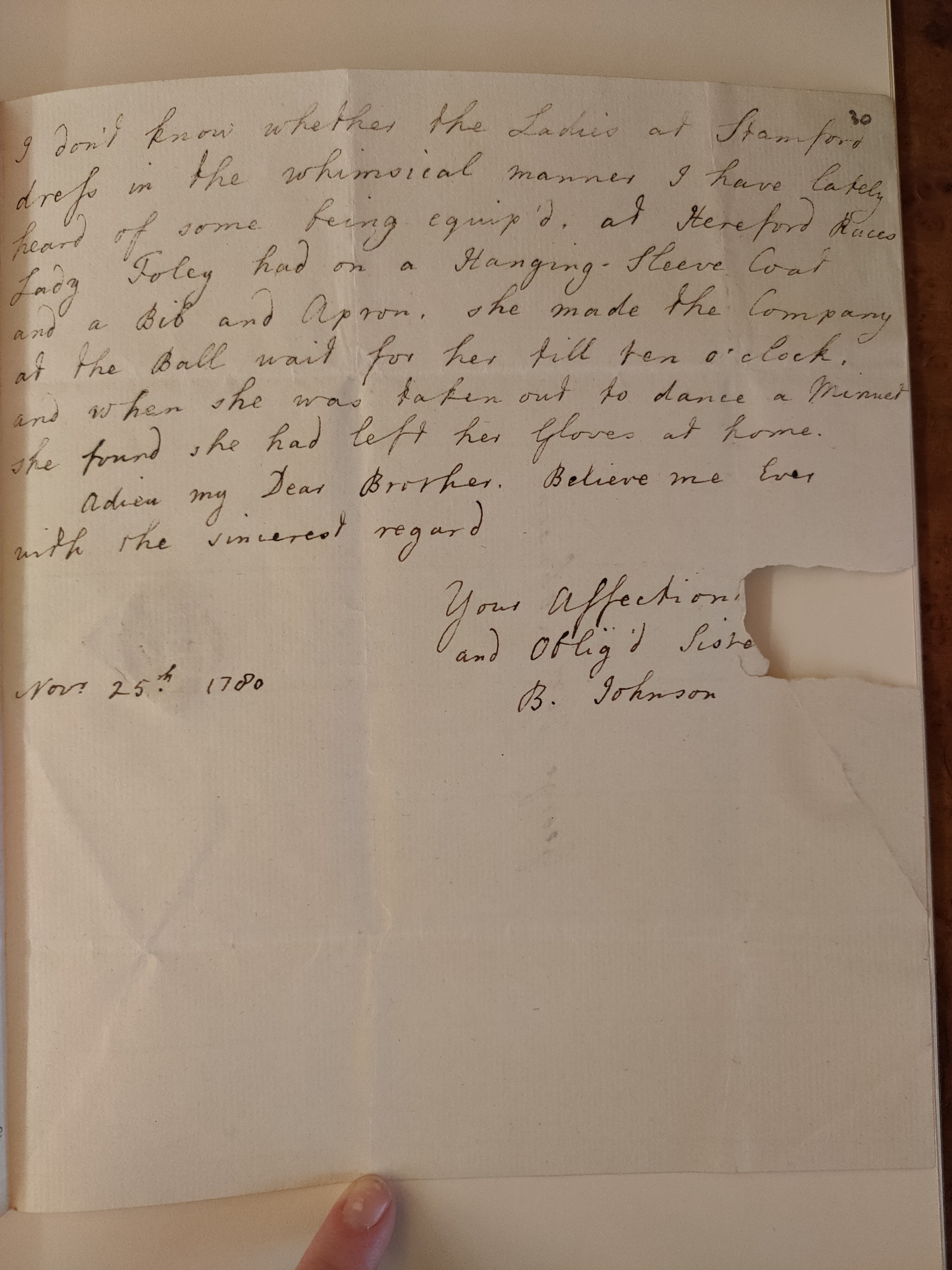 Image #3 of letter: Barbara Johnson to George William Johnson, 25 November 1780