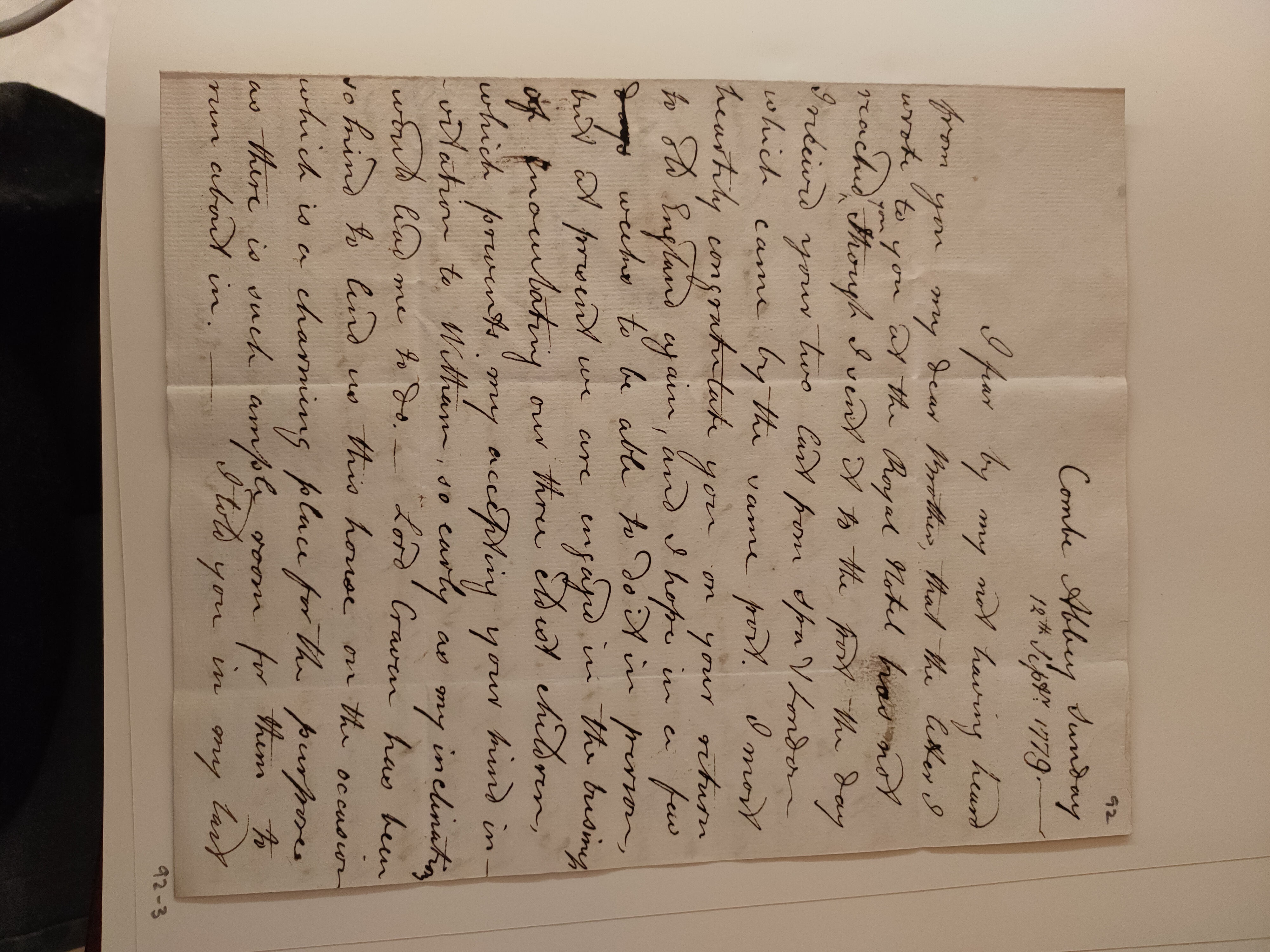 Image #1 of letter: Robert Augustus Johnson to George William Johnson, 12 September 1779