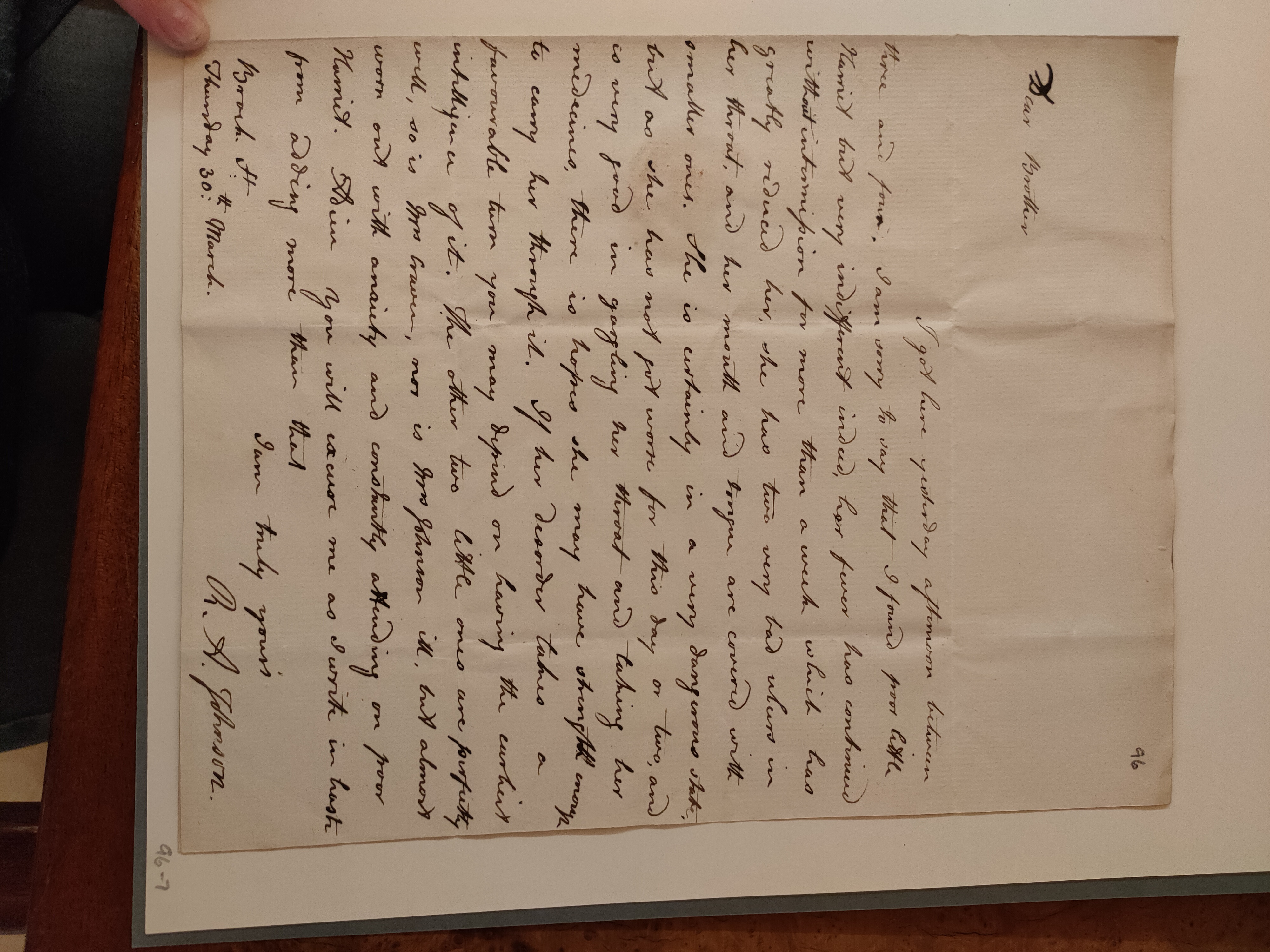 Image #1 of letter: Robert Augustus Johnson to George William Johnson, 30 March ?178-