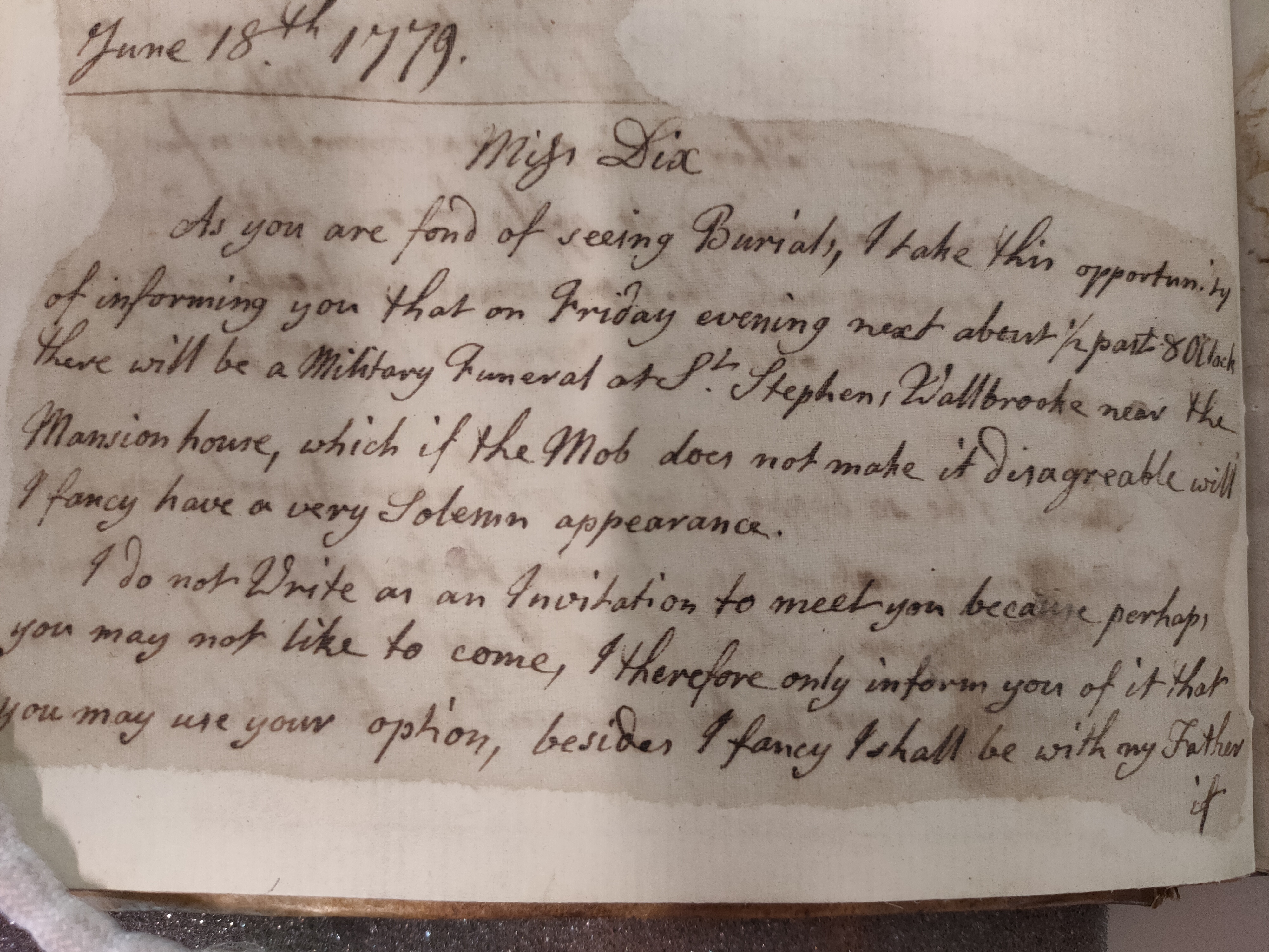 Image #1 of letter: Edward Baker to Polly Dix, 30 June 1779