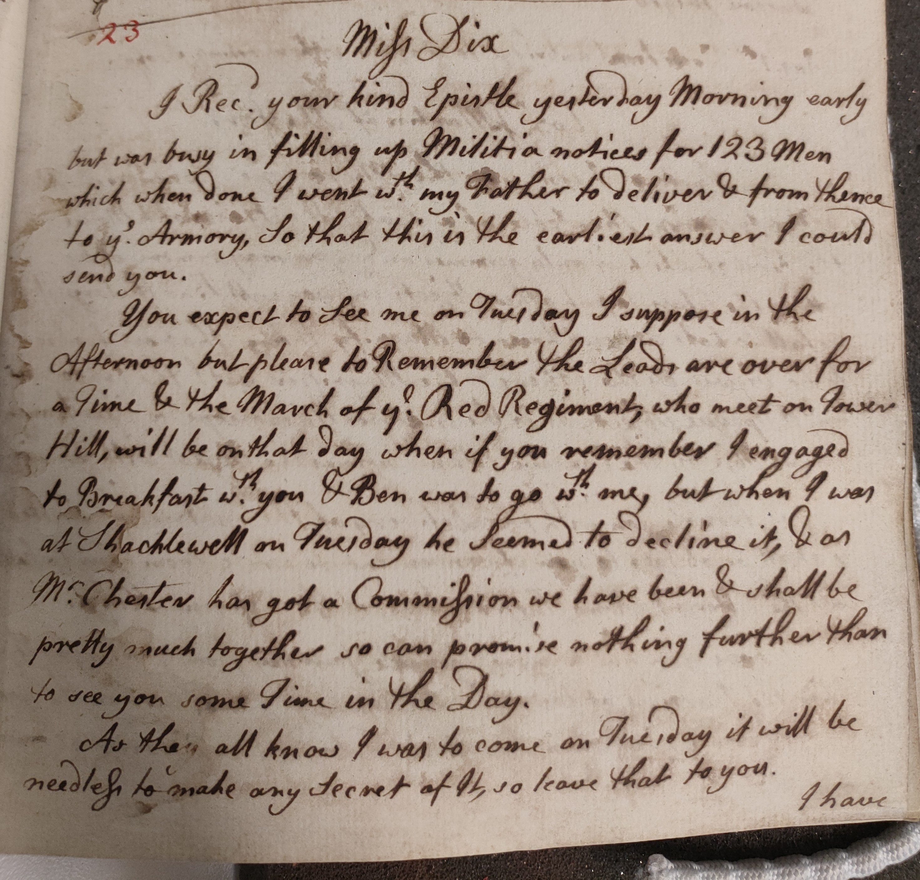 Image #1 of letter: Edward Baker to Polly Dix, 10 July [?]