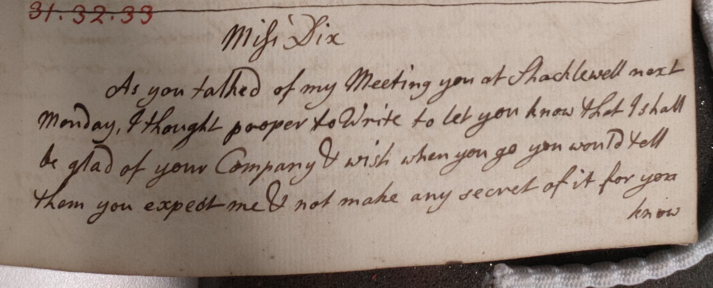 Image #1 of letter: Edward Baker to Polly Dix, 29 October [?]