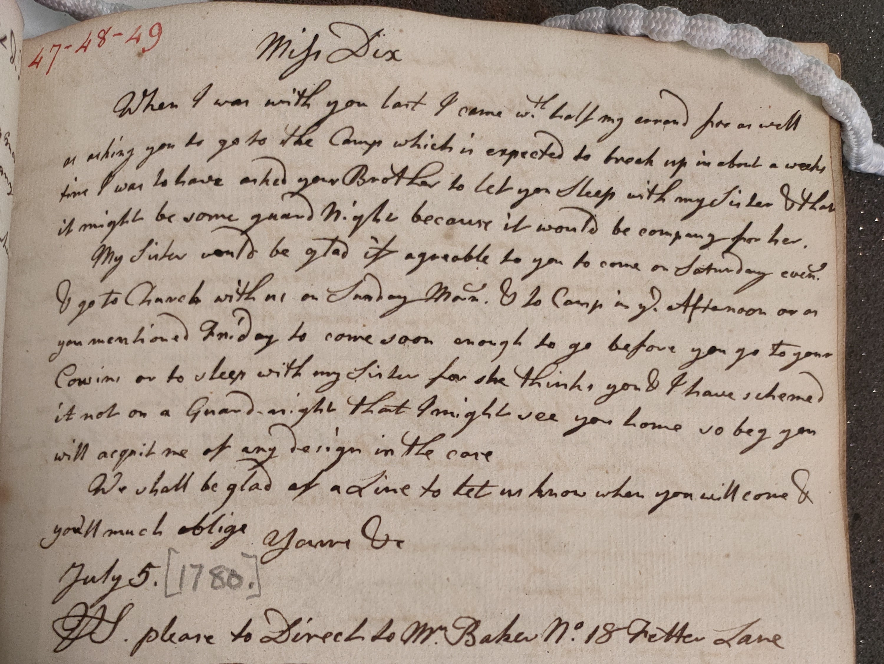 Image #1 of letter: Edward Baker to Polly Dix, 5 July 1780