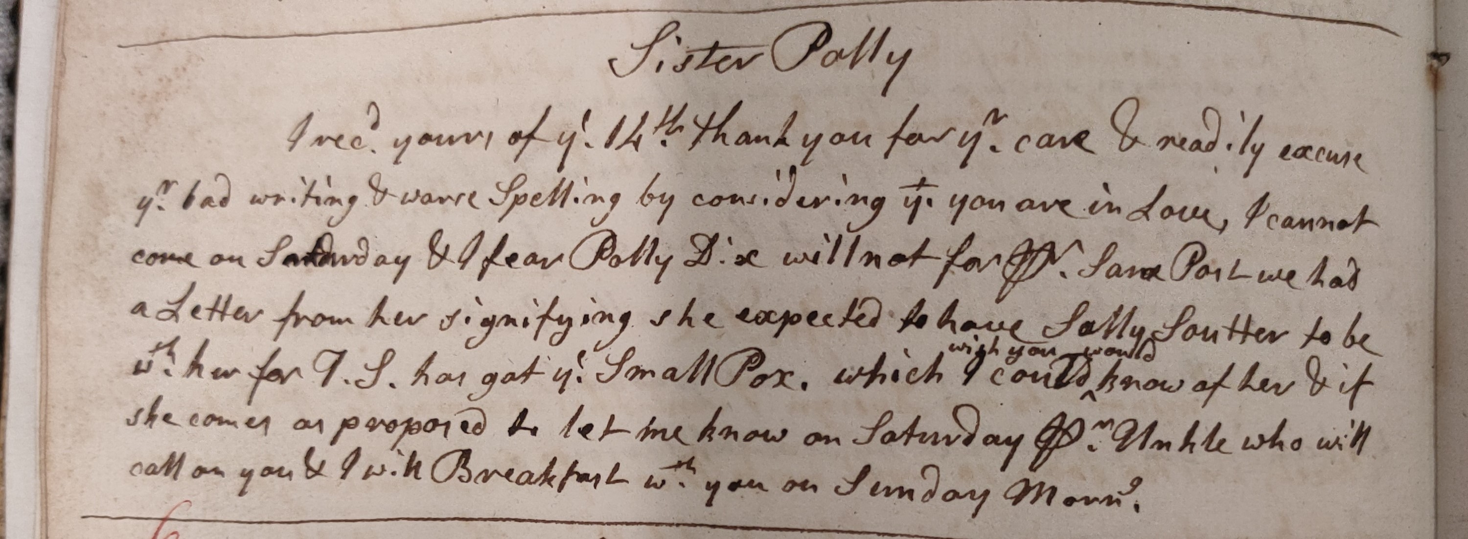 Image #1 of letter: Edward Baker to his sister Polly, n.d.
