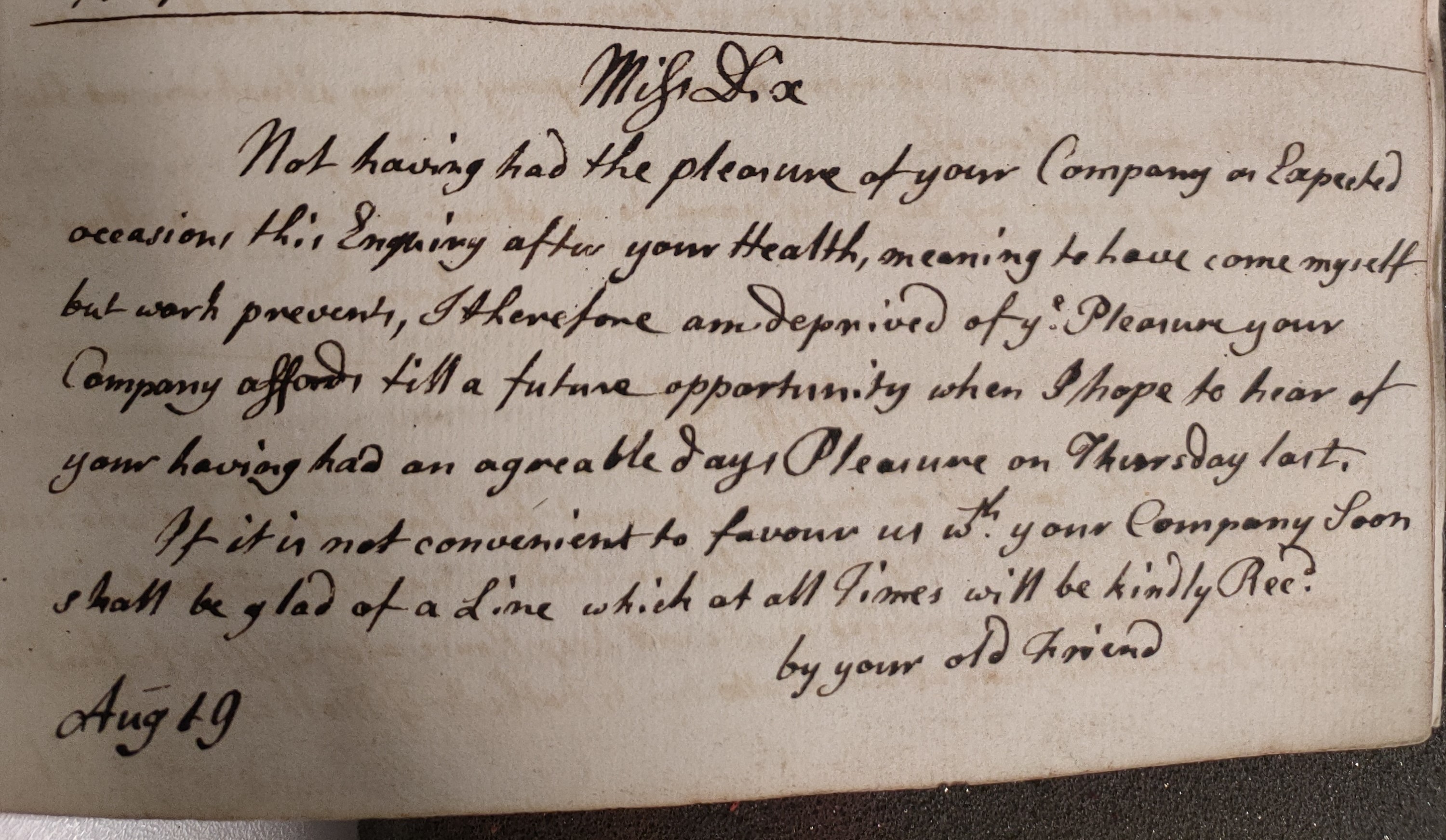 Image #1 of letter: Edward Baker to Polly Dix, 19 August [?]