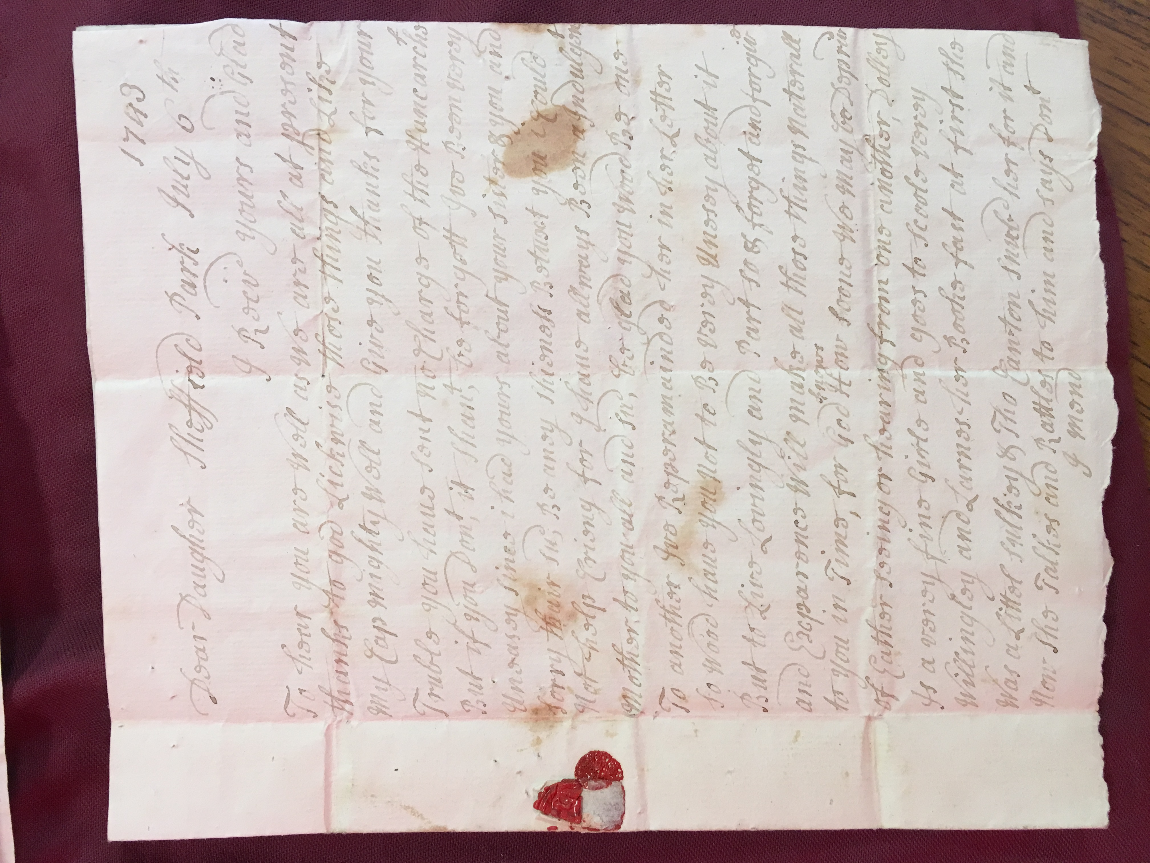 Image #1 of letter: Dorothy Wright to Catherine Elliott, 6 July 1743