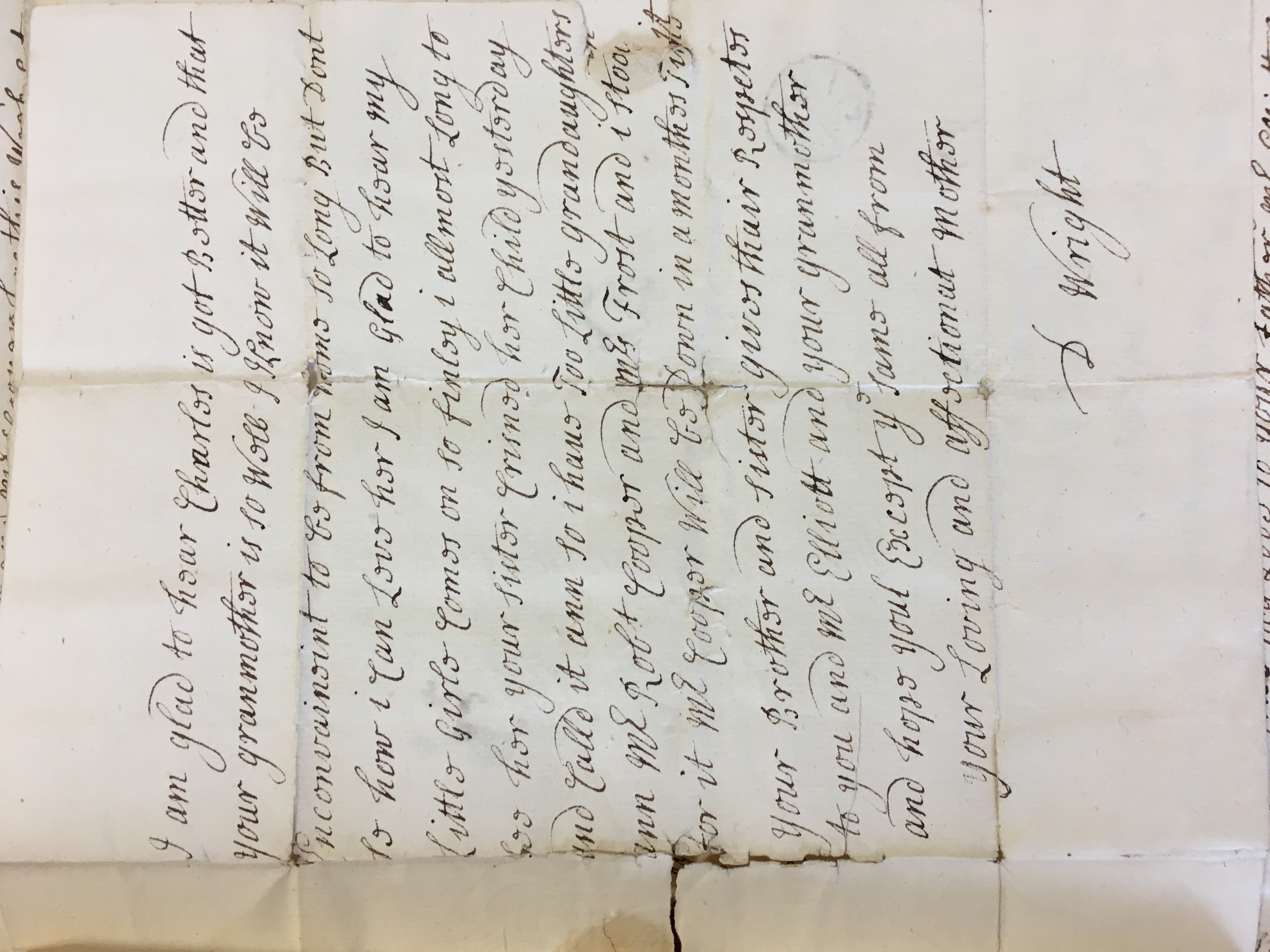 Image #2 of letter: Dorothy Wright to Catherine Elliott, 24 [undated] 1746