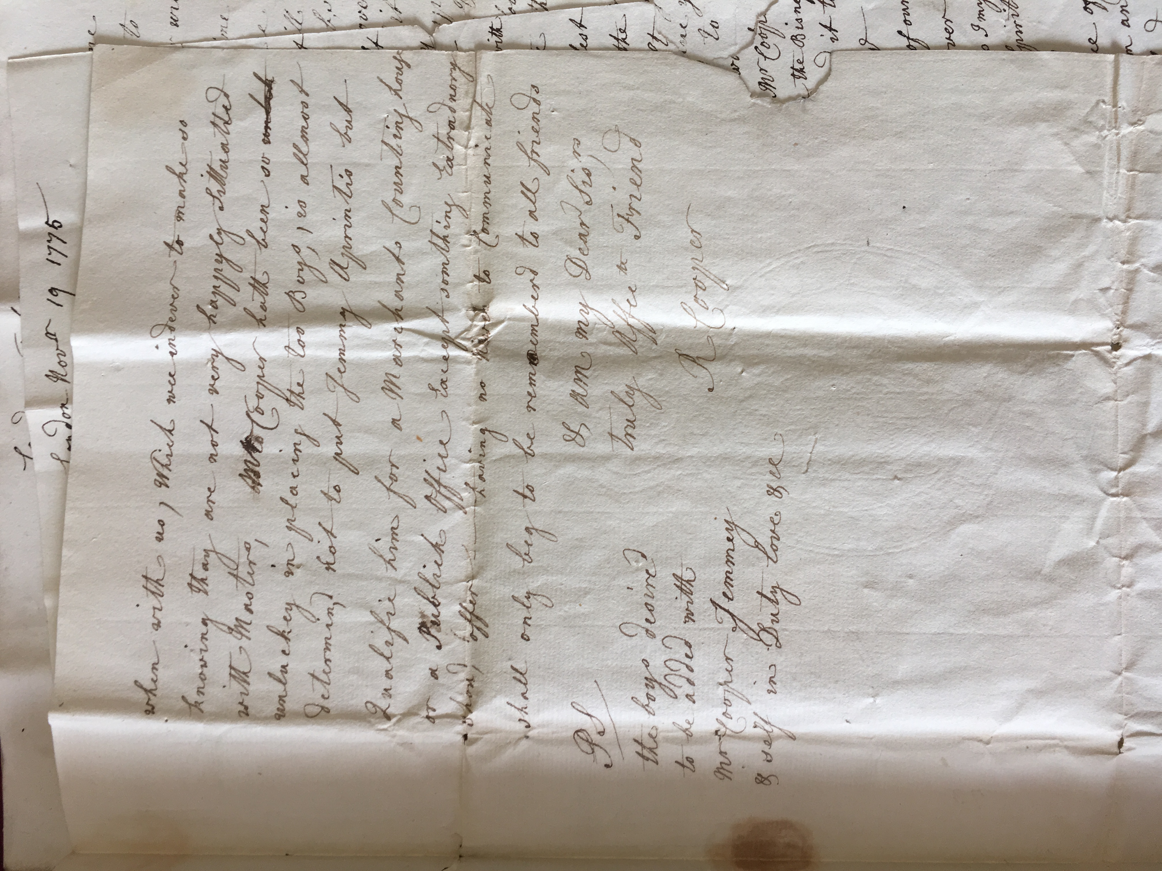 Image #2 of letter: Rebecca Cooper to Catherine Elliott, 25 October 1773