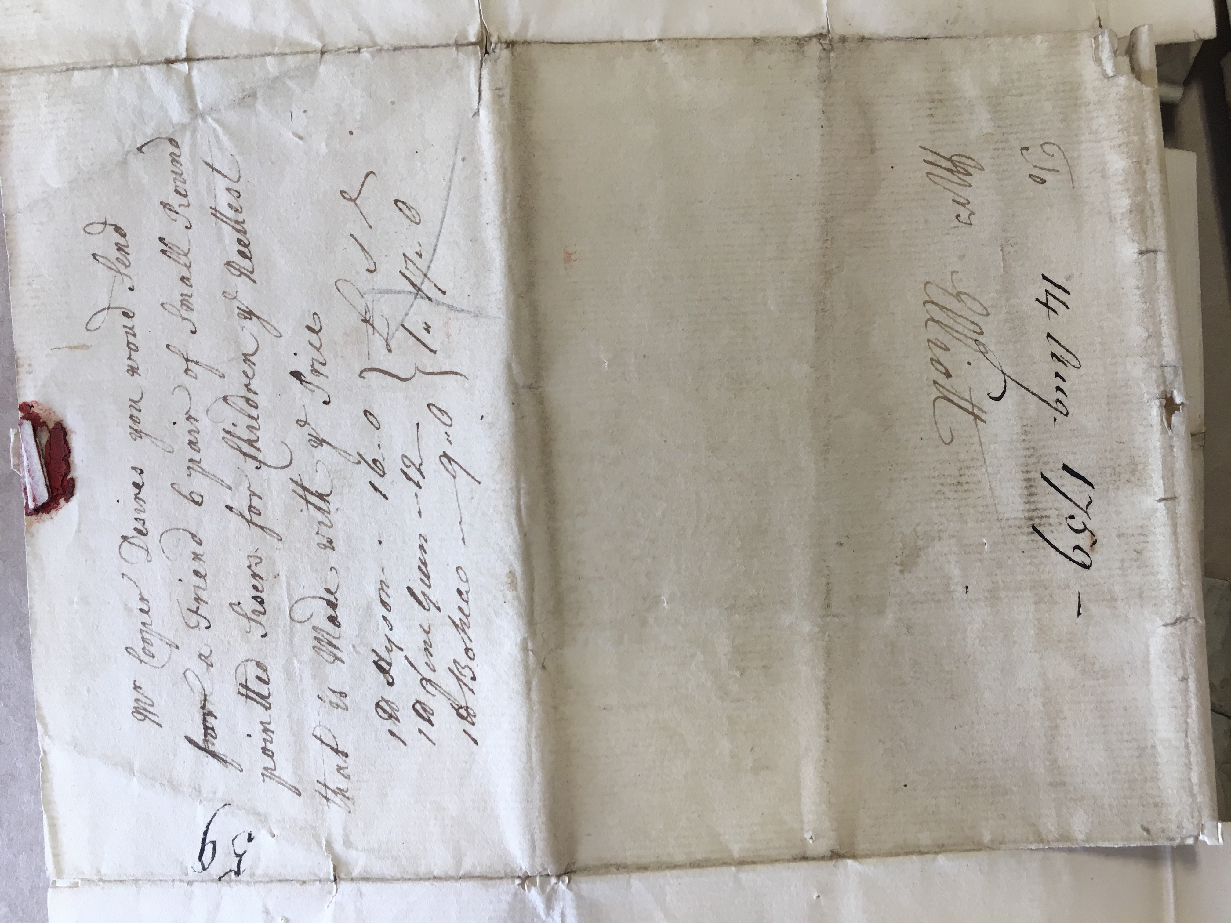 Image #2 of letter: Rebecca Cooper to Catherine Elliott, 14 August 1759