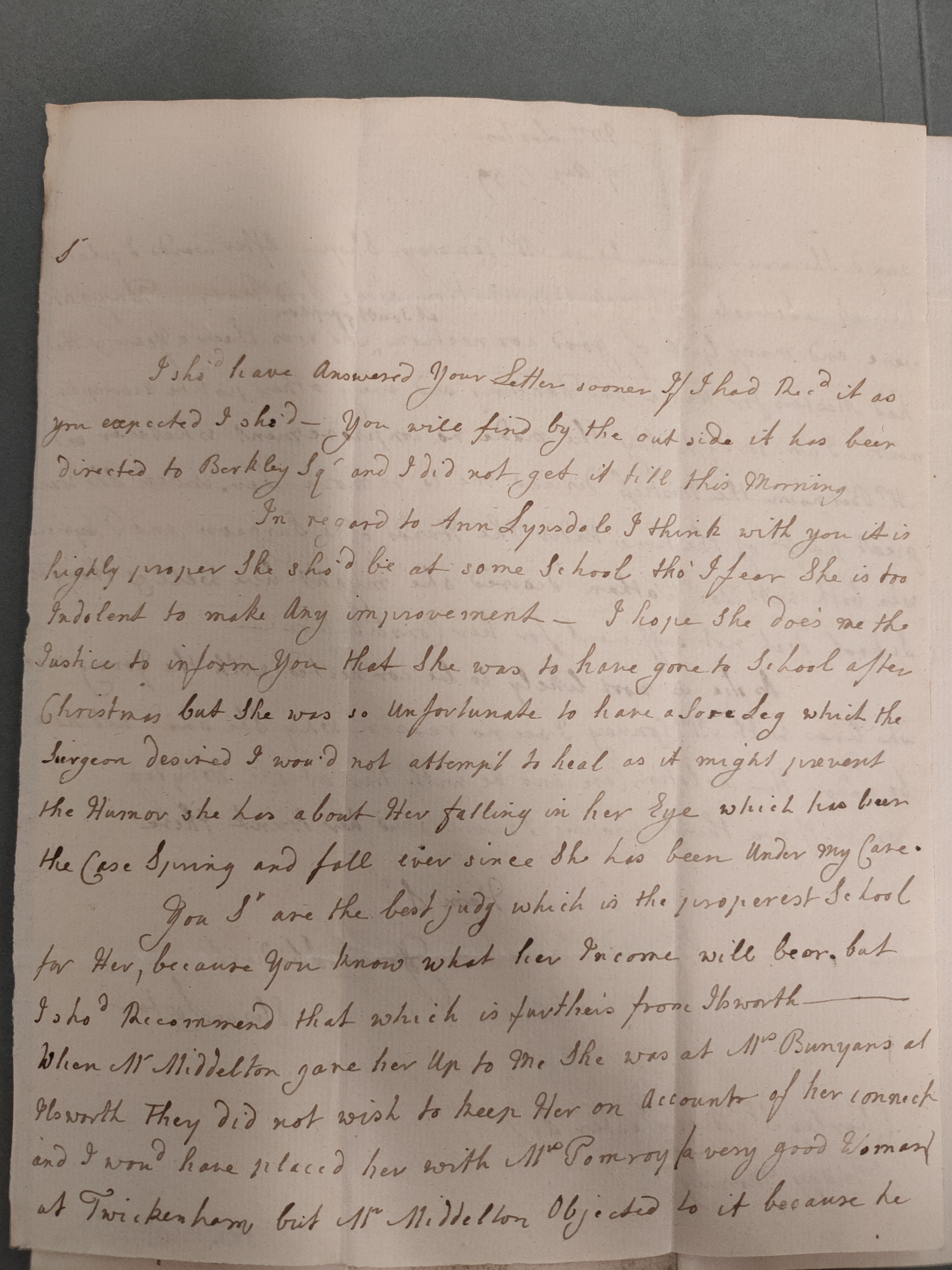 Image #1 of letter: Elizabeth Lister to [?Executors of Dr John Taylour’s will] 9 August 1799
