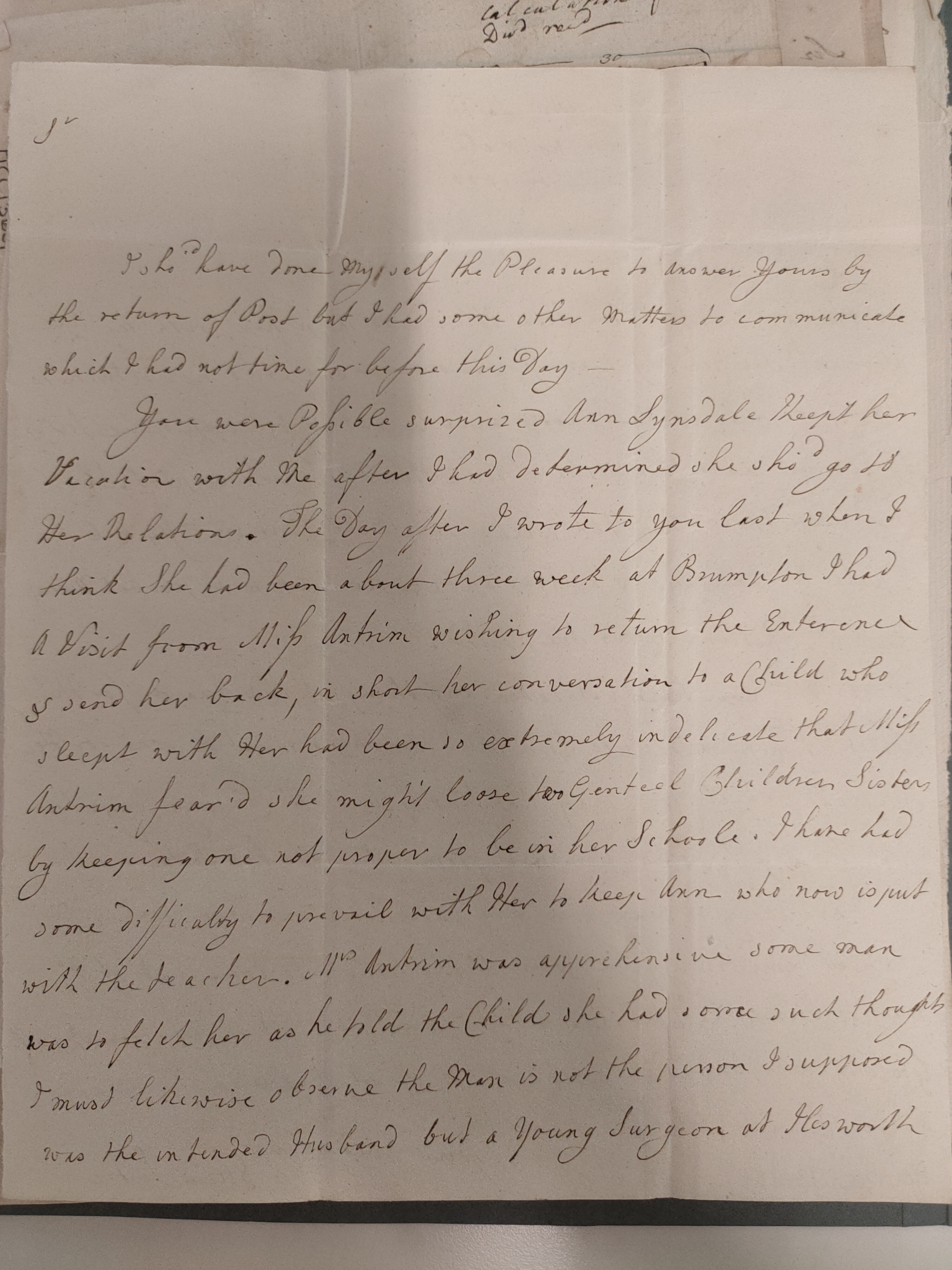 Image #1 of letter: Elizabeth Lister to James Clitherow Esq, Undated, 1800