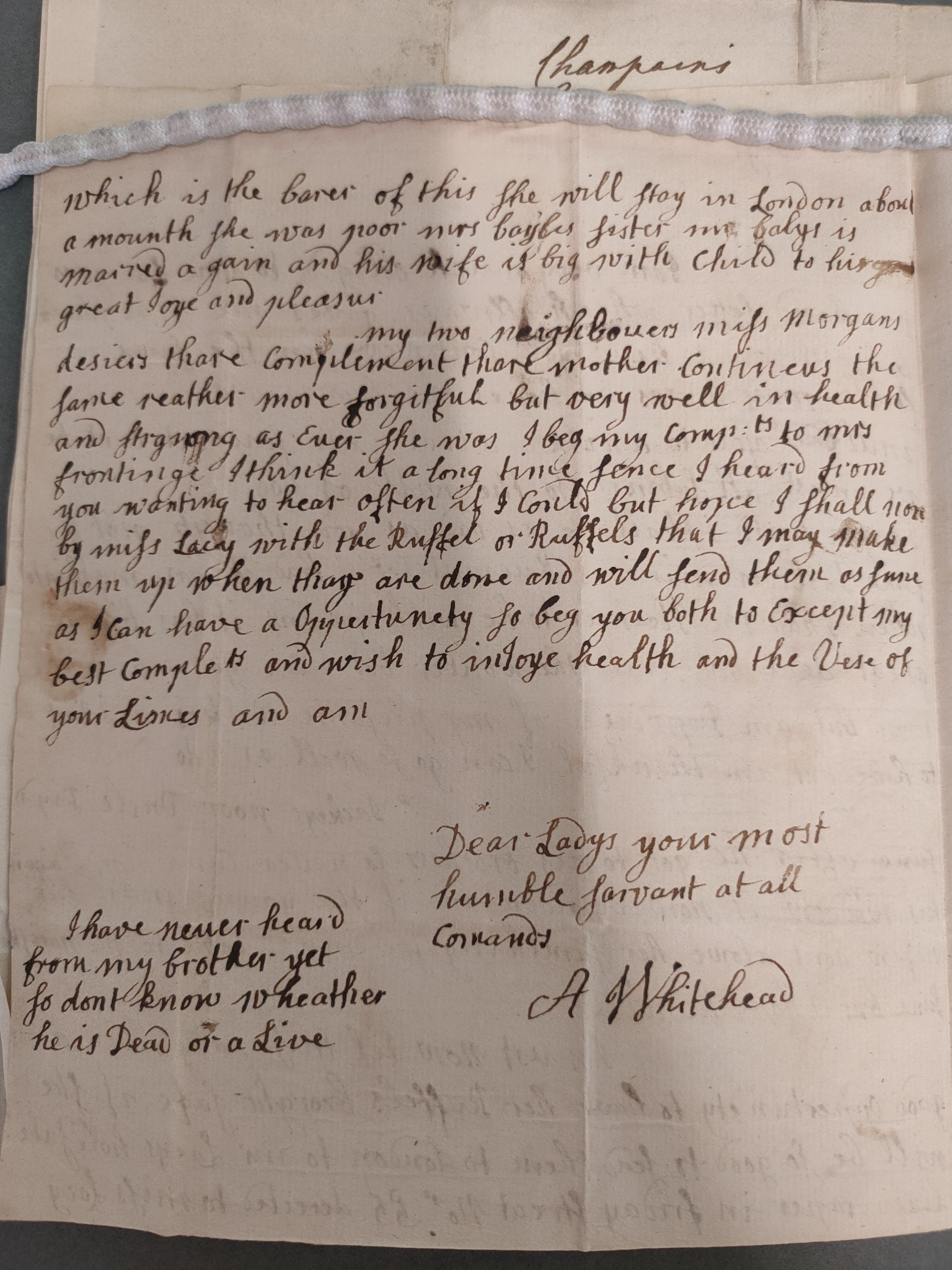 Image #2 of letter: Ann Whitehead to Martha Heddin, 10 April 1774