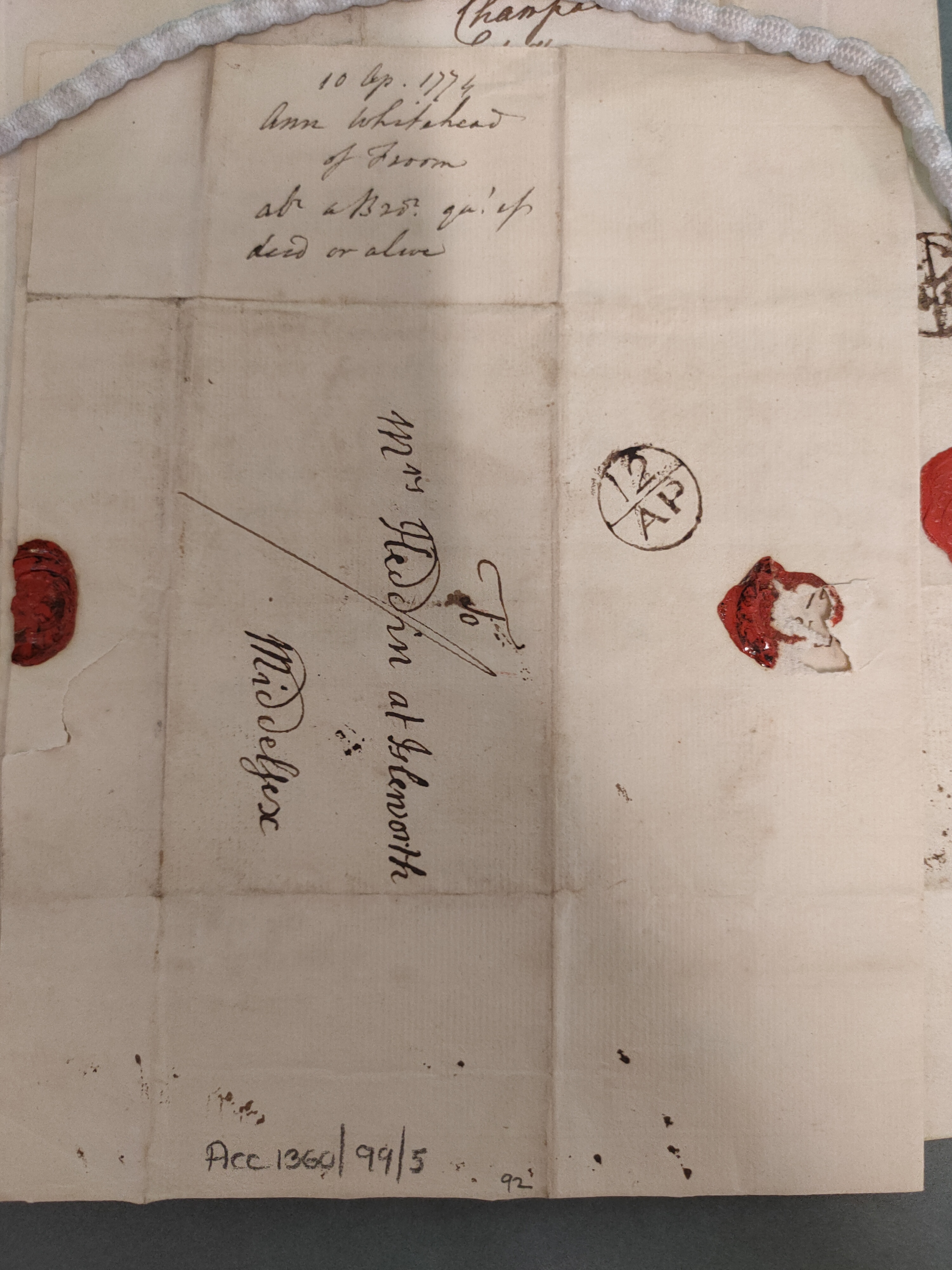 Image #3 of letter: Ann Whitehead to Martha Heddin, 10 April 1774