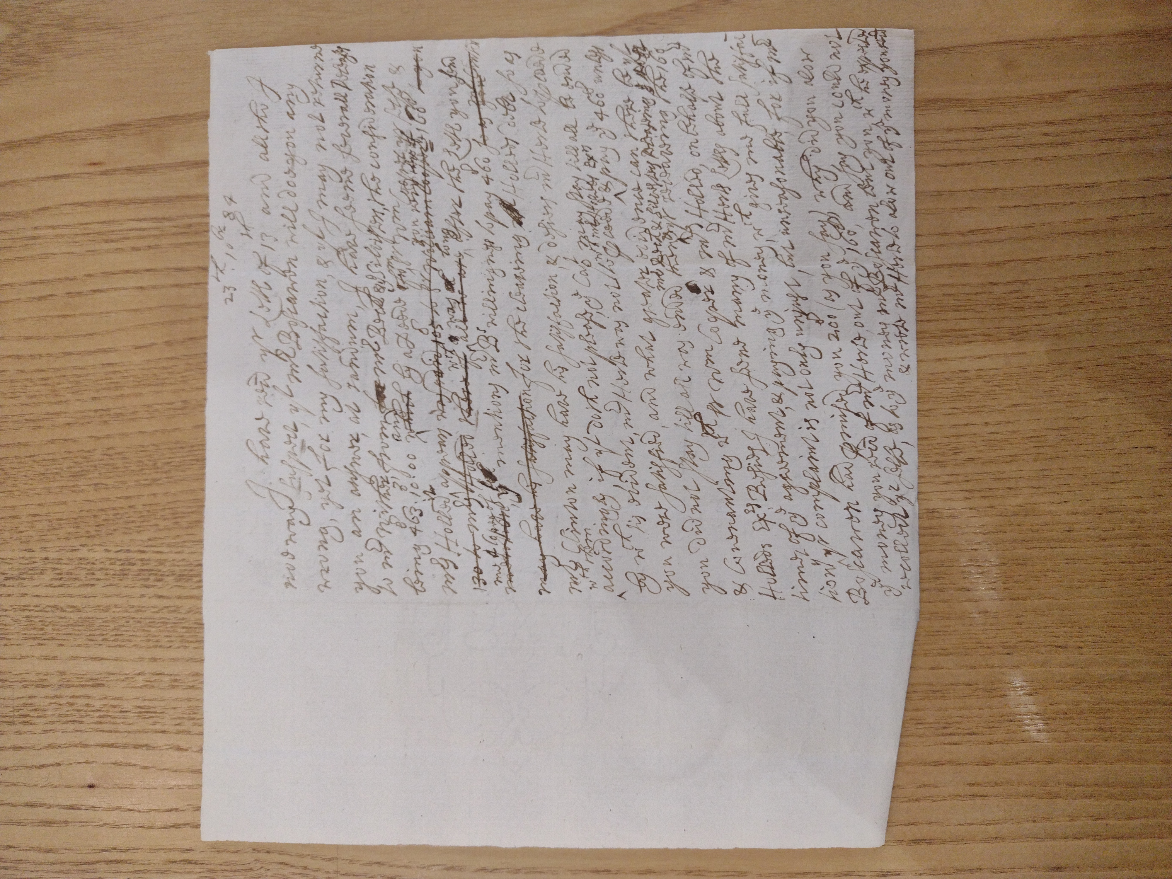 Image #1 of letter: Margaret Boscawen to [?Robert Clinton], 23 October 1684